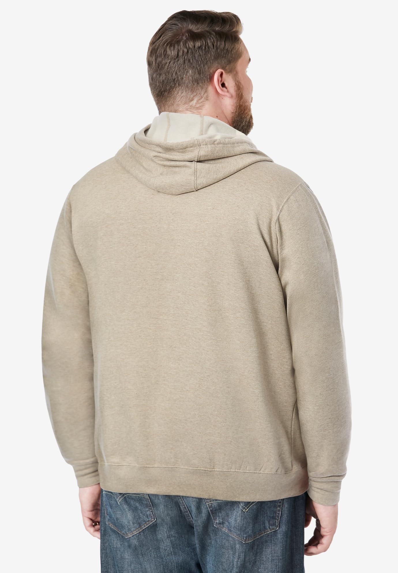 KingSize Men's Big & Tall Fleece Pullover Hoodie - 5XL, Heather Bone