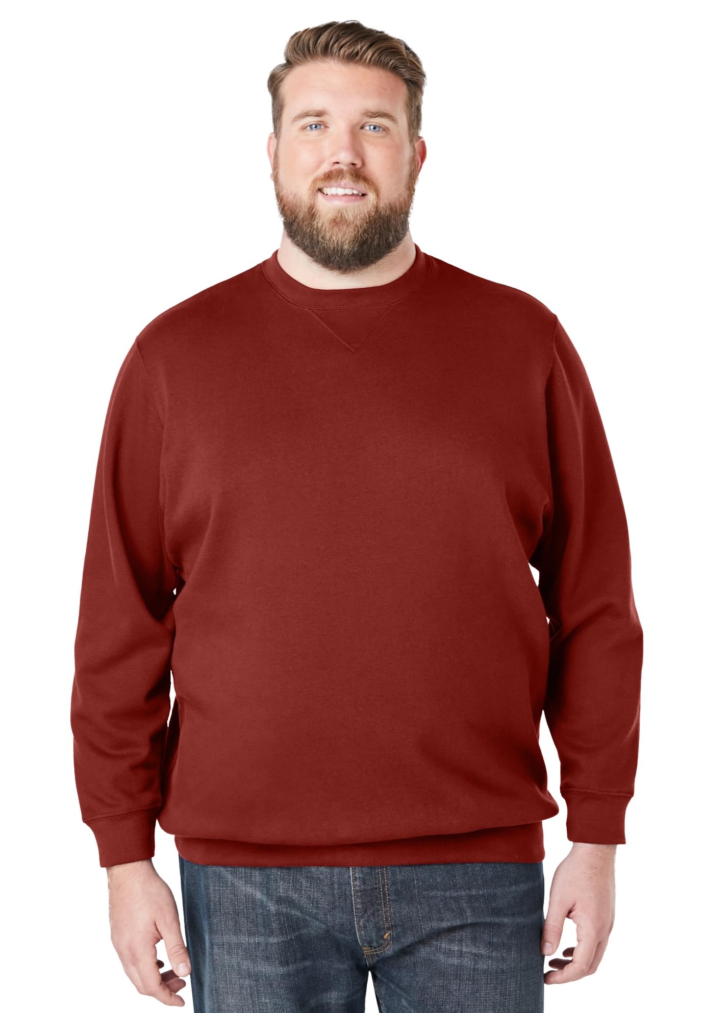 KingSize Men's Big & Tall Fleece Crewneck Sweatshirt - L, Mountain Red