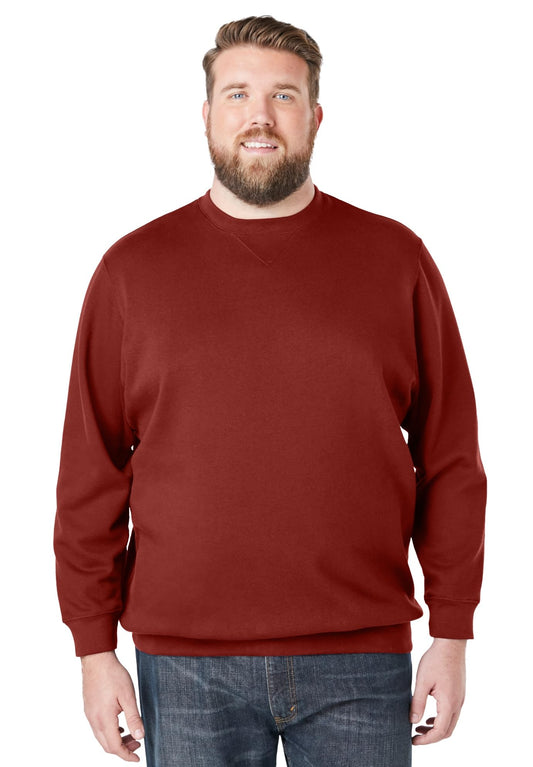 KingSize Men's Big & Tall Fleece Crewneck Sweatshirt - 6XL, Mountain Red