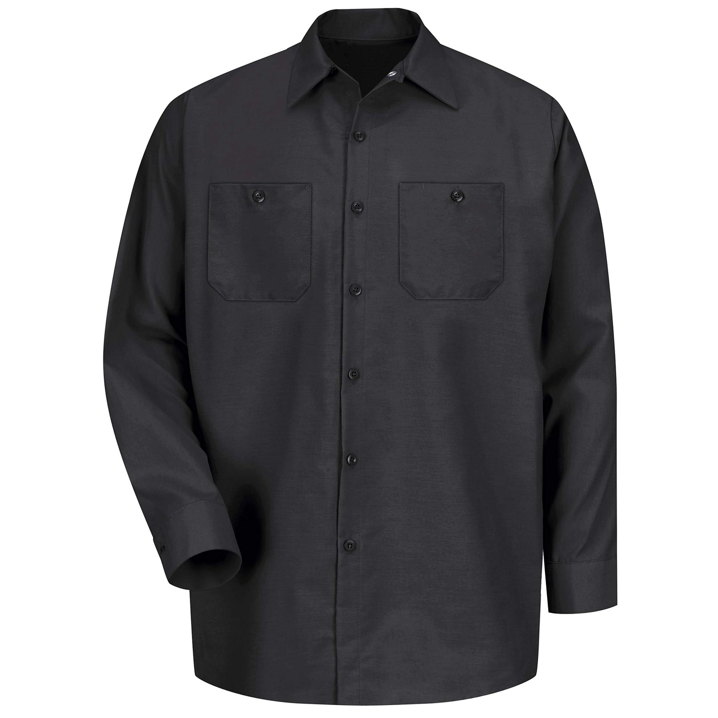 Red Kap Men's Size Industrial Work Shirt, Regular Fit, Long Sleeve, Black, Large/Tall