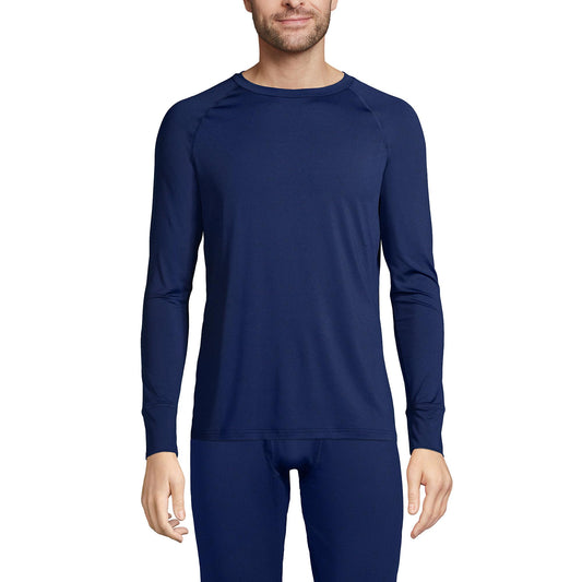 Lands' End Mens Stretch Thermaskin Crew Deep Sea Navy Tall X-Large