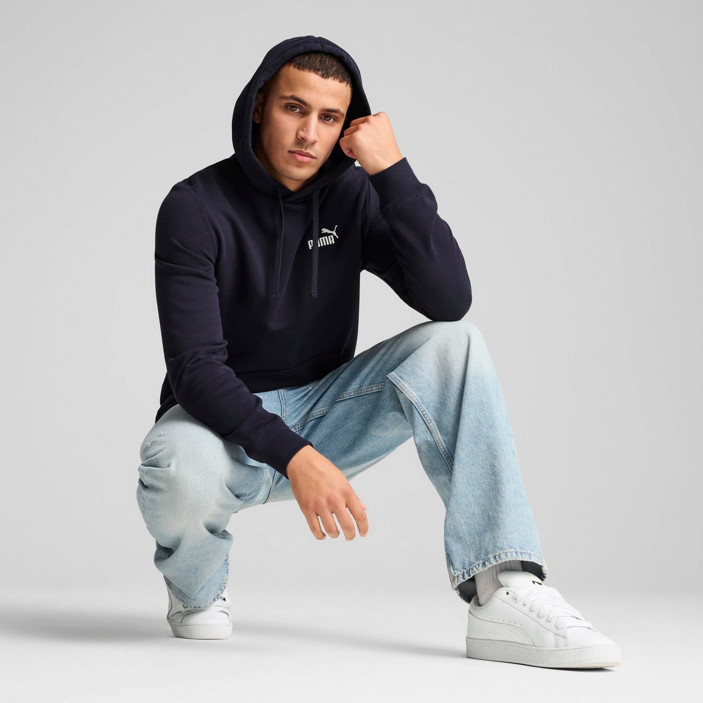 PUMA Men's Tall Size Essentials Small Logo Fleece Hoodie, New Navy AH25 - 3XLT