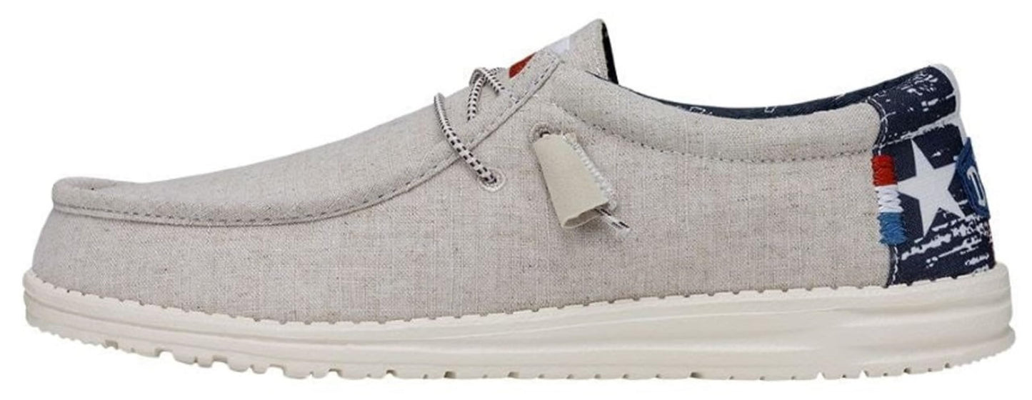 HEYDUDE Men's Wally-Texas Canvas Off White Size 14 | Men's Shoes | Men Slip-on Loafers | Comfortable & Light-Weight