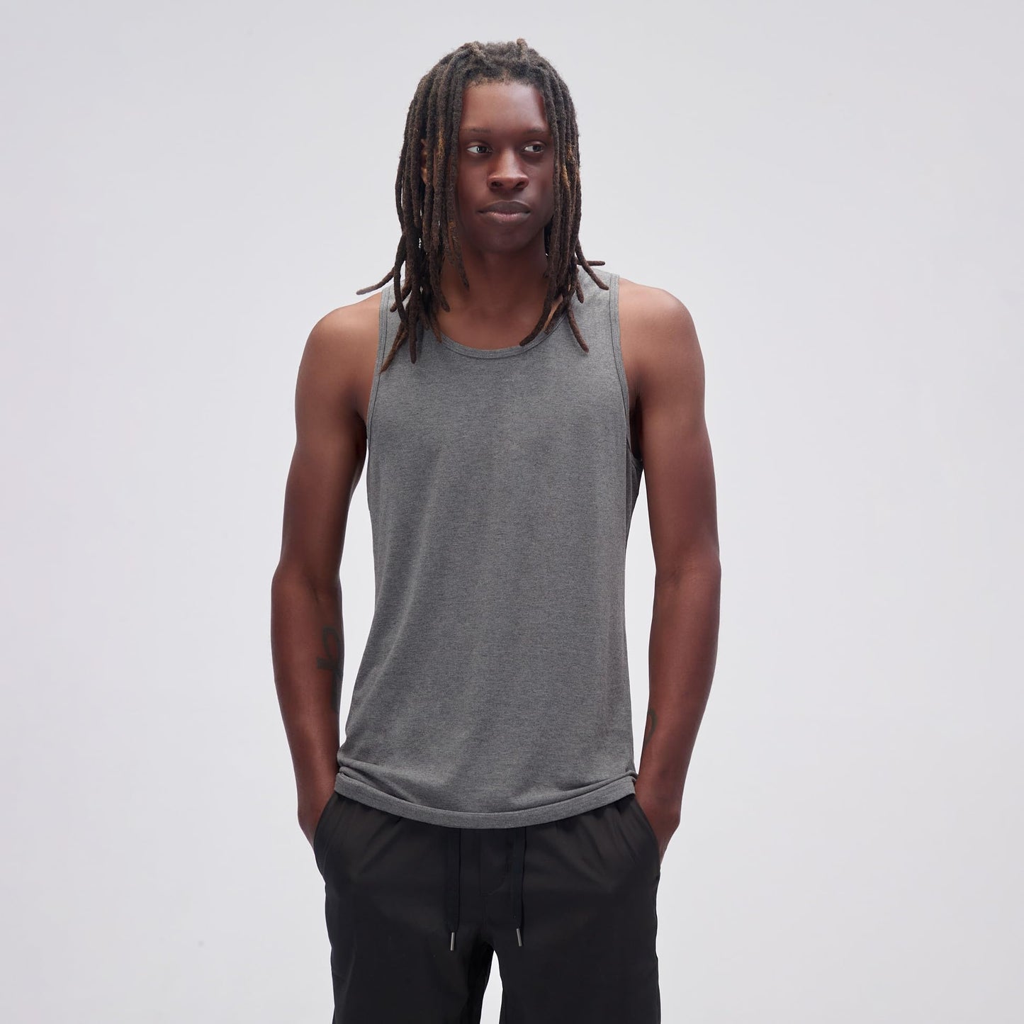 Men's Tall Slim-Fit Orginal Tank Top Shirt, Soft Polyester Blend Long Tee (Tall, Large, Dark Green)