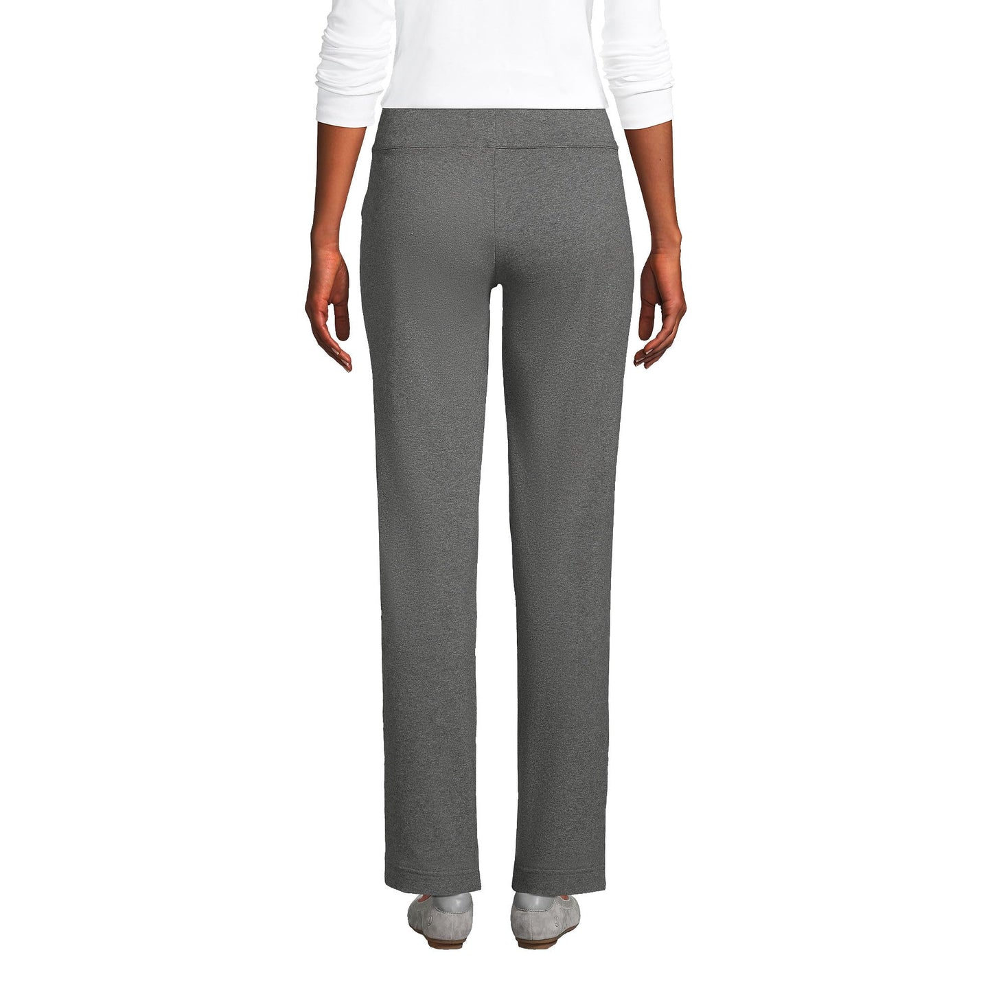 Lands' End Womens Starfish Straight Pants Charcoal Heather Tall Large