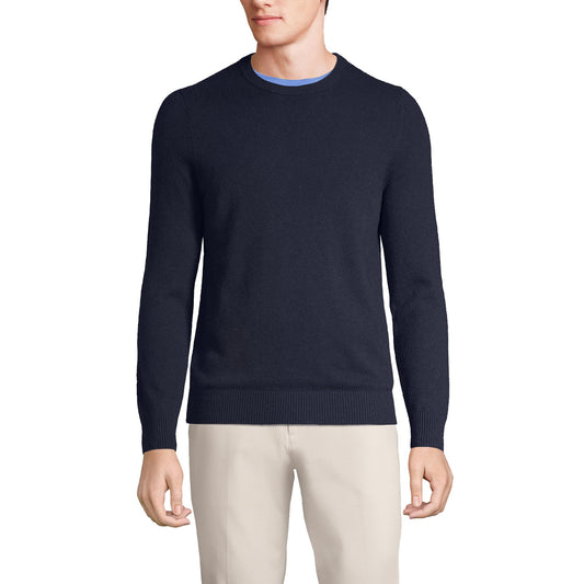 Lands' End Mens Fine Gauge Cashmere Sweater Radiant Navy Tall Large