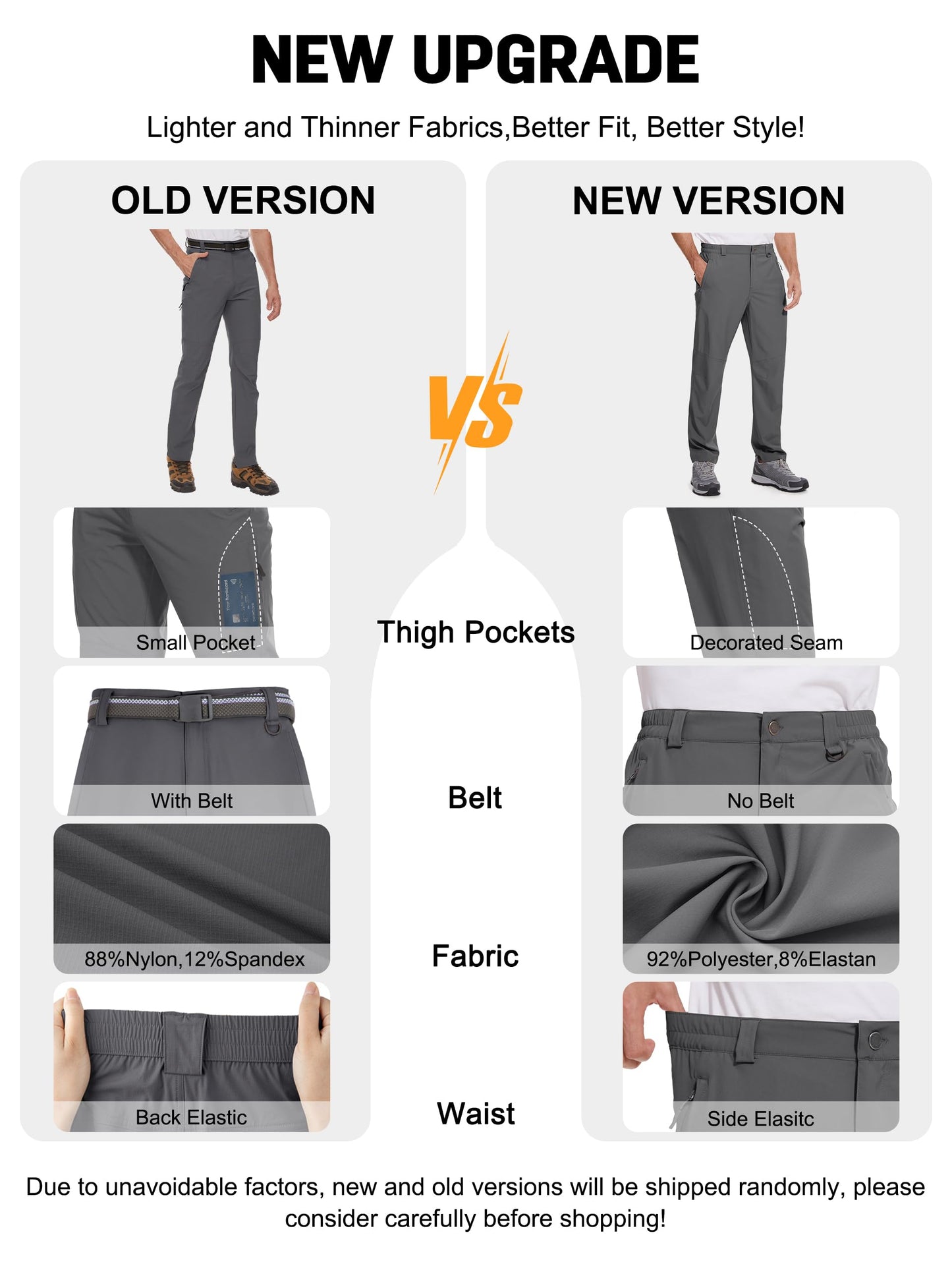 SEVEGO 30"/32"/34"/36"/38" Inseam Men's Tall Hiking Pants Quick Dry Outdoor Waterproof Fishing Cargo Pants with 5 Pockets 36"，Dark Gray，L