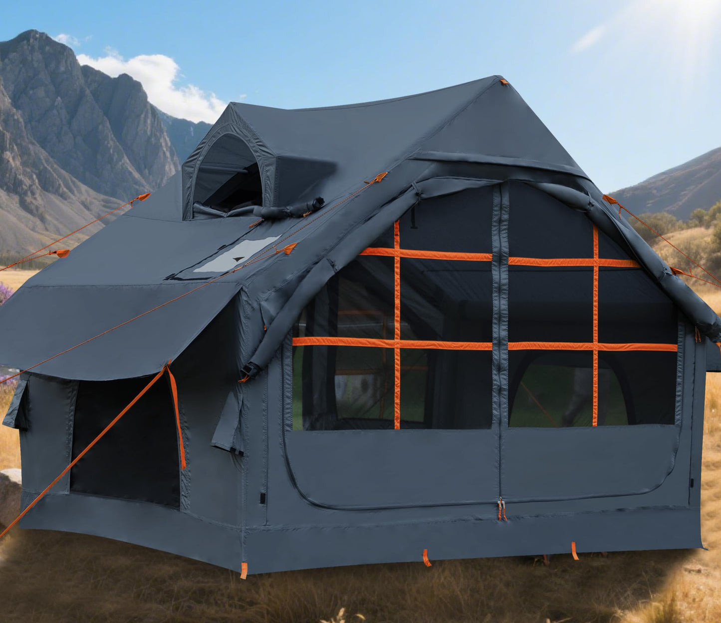 SHANQUAN Inflatable Tents for Camping with Stove Jack, Oxford Blow Up, Easy Setup Inflatable Tent, Dormer Waterproof Hot Inflatable Outdoor House, Casa de Campaña