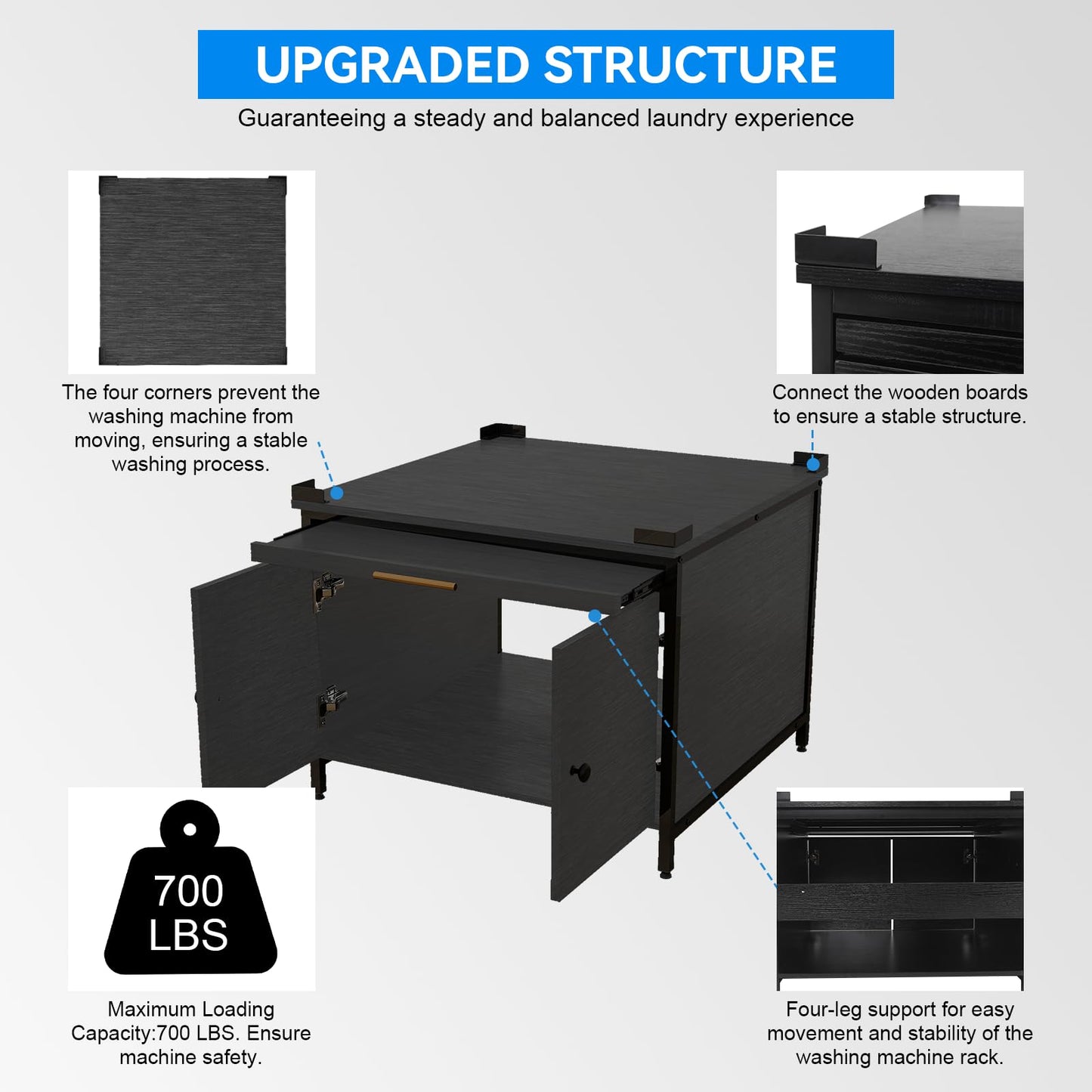 2 Pack Laundry Pedestal for Washer and Dryer, Heavy Duty 29" Universal Washing Machine Stand with Adjustable Feet and 4 Panel Corner, 700LB Capacity, Fit Anti-Vibration Design, Set of 2