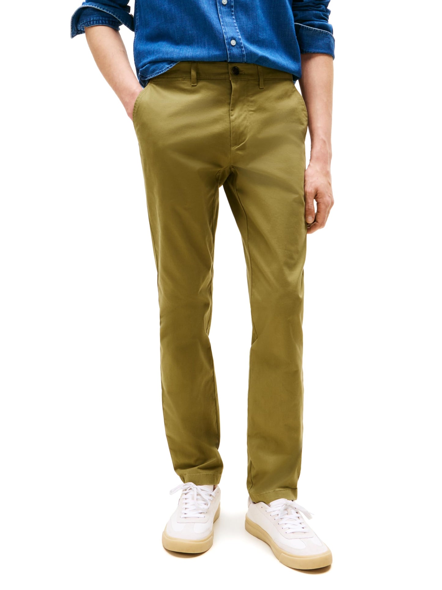 Tommy Hilfiger Men's Chino Pants Stretch Slim-Fit, Uniform Olive 34x36