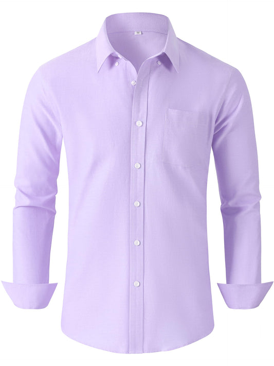 GIANZEN Lavender Button Up Shirt Men Purple Shirts Dress Mens Light for Men's Casual Button-Down Oxford Down Big and Tall Lavender Size XXL Tall
