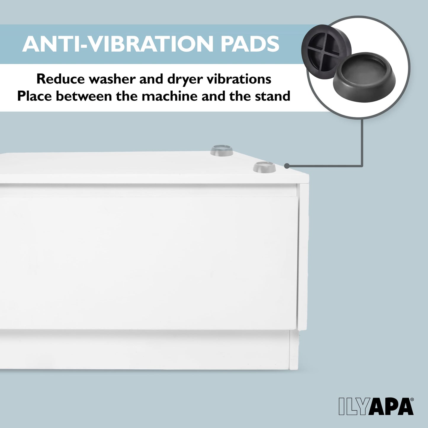 Ilyapa Washer and Dryer Stand - Universal Wooden Laundry Pedestal with Drawer - Compatible with Samsung, LG, GE, Maytag - 28x28x16 in. Patent Pending