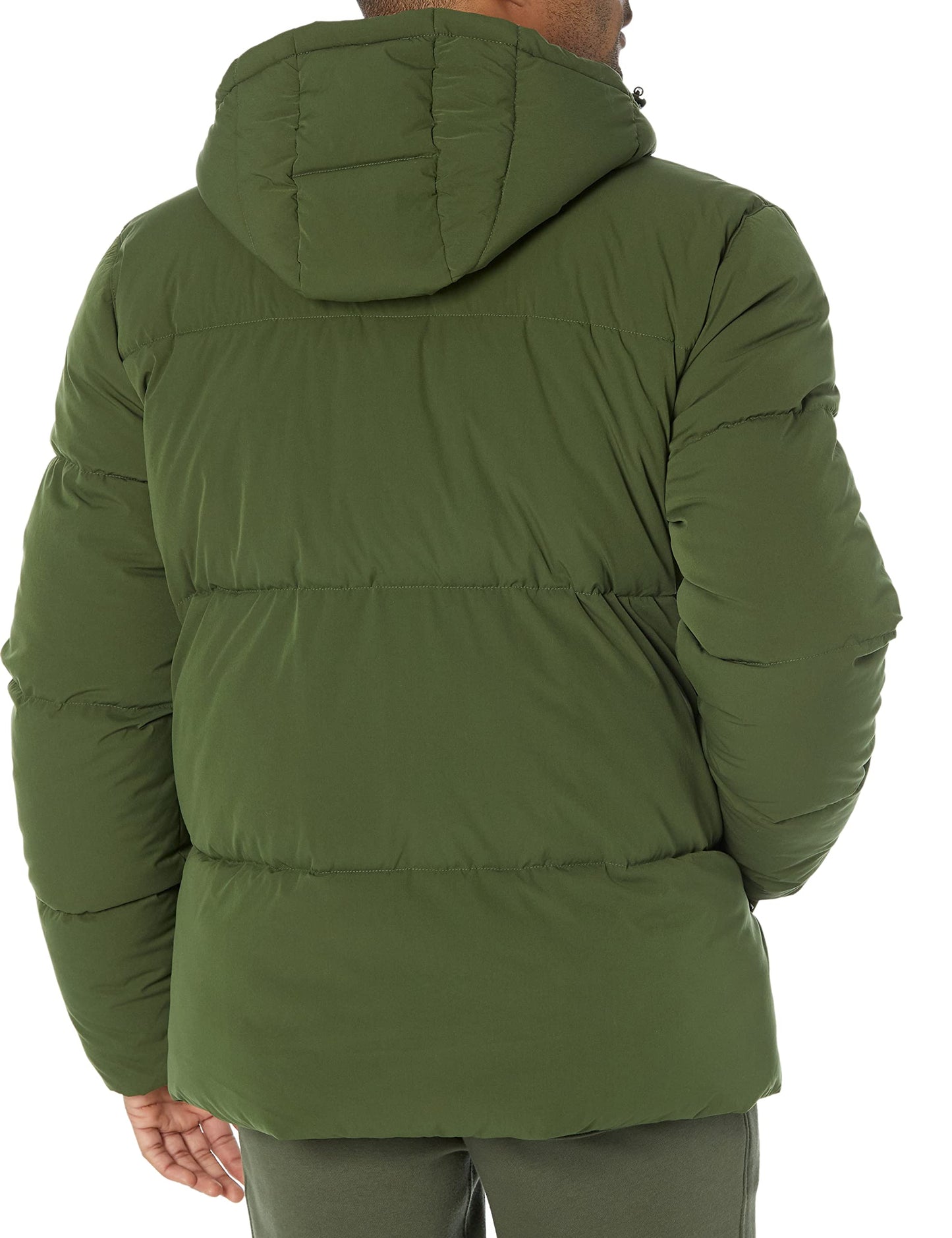 Amazon Essentials Men's Mid-Length Hooded Puffer Coat (Available in Big & Tall), Dark Olive, 6X-Large Big Tall