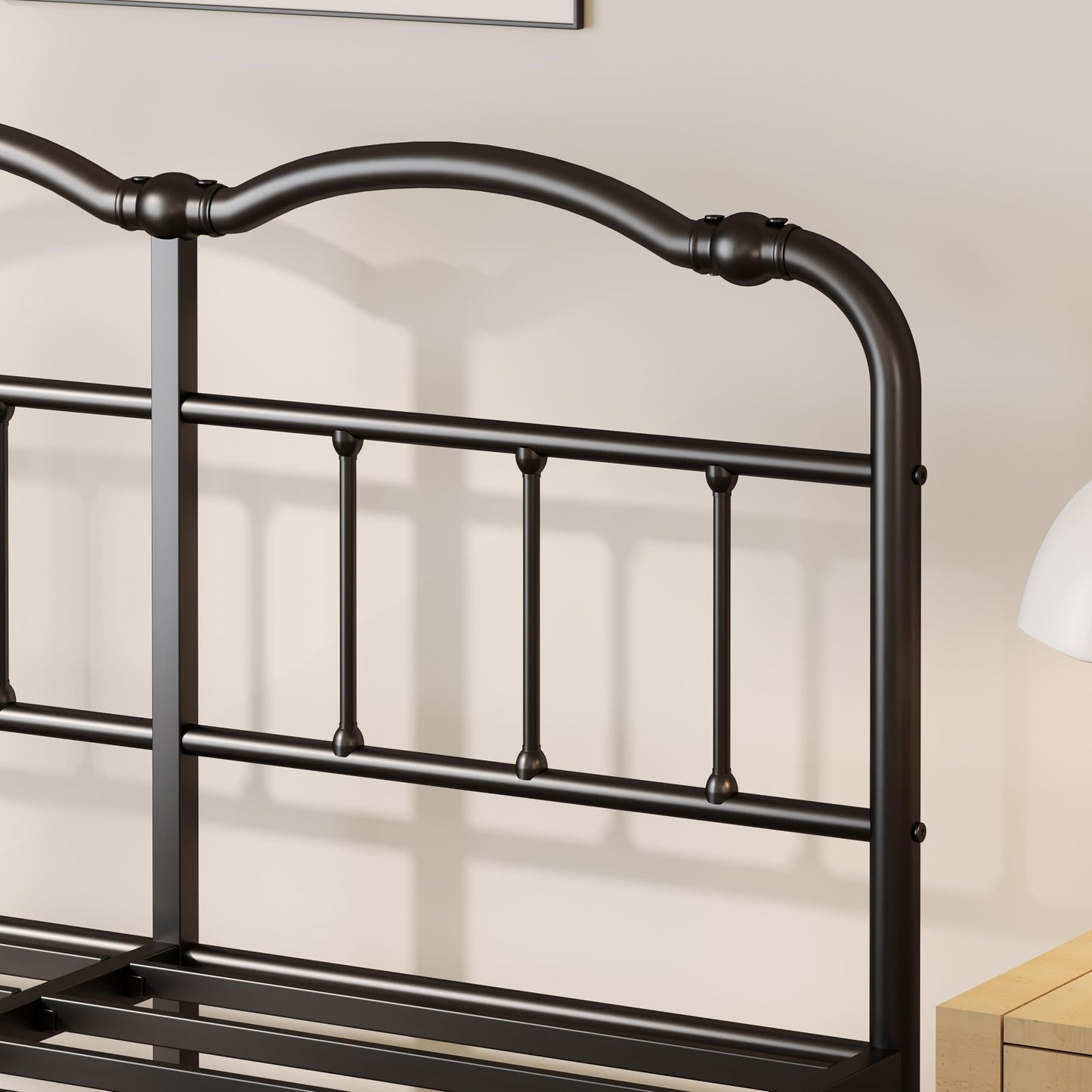 ZIYOO Vinatge California King Size Metal Bed Frame with Metal Headboard and Footboard Cal-King Bed Frame 18 Inch High Under Bed Storage, No Box Spring Needed, Noise Free