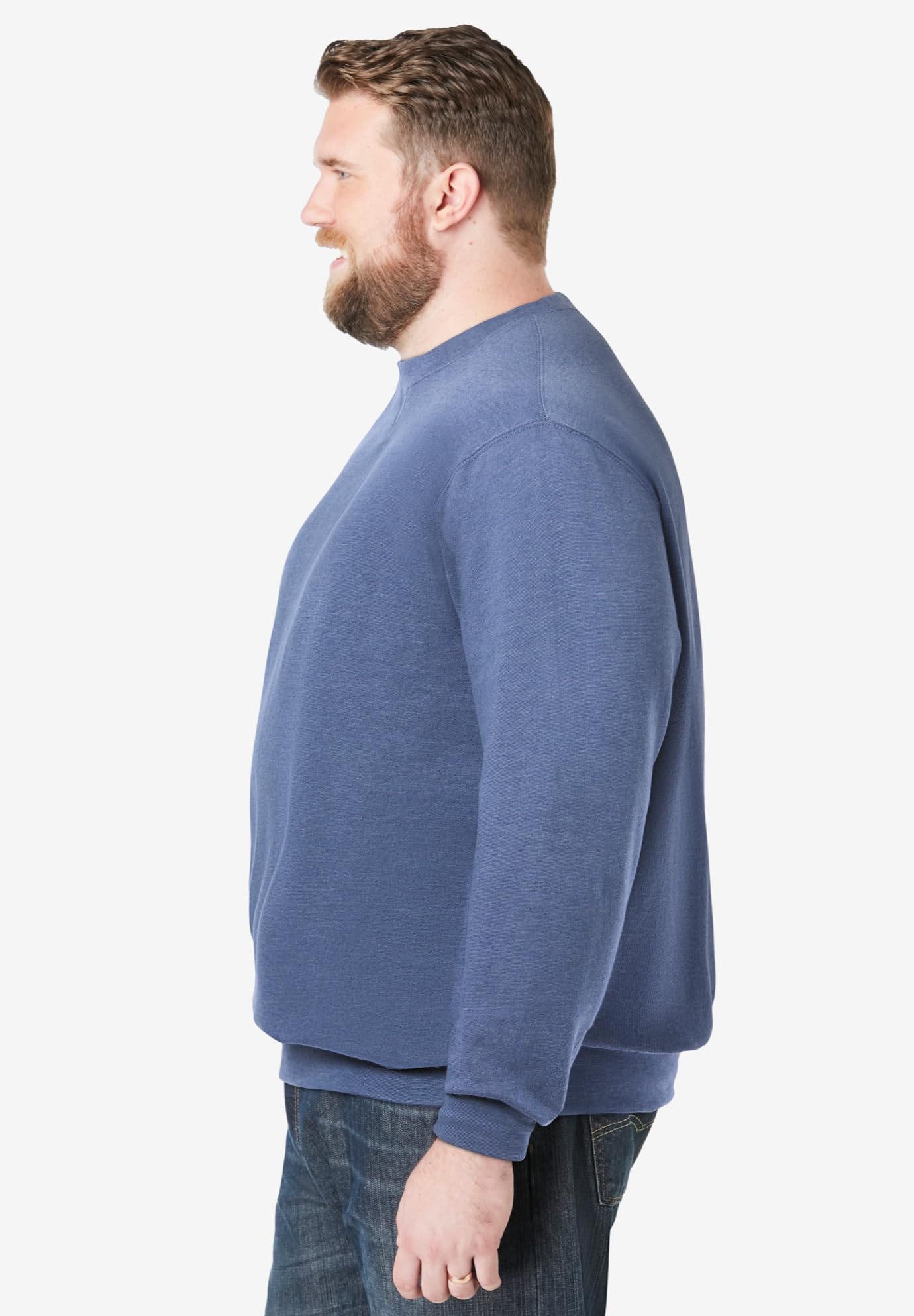 KingSize Men's Big & Tall Fleece Crewneck Sweatshirt - L, Heather Slate Blue