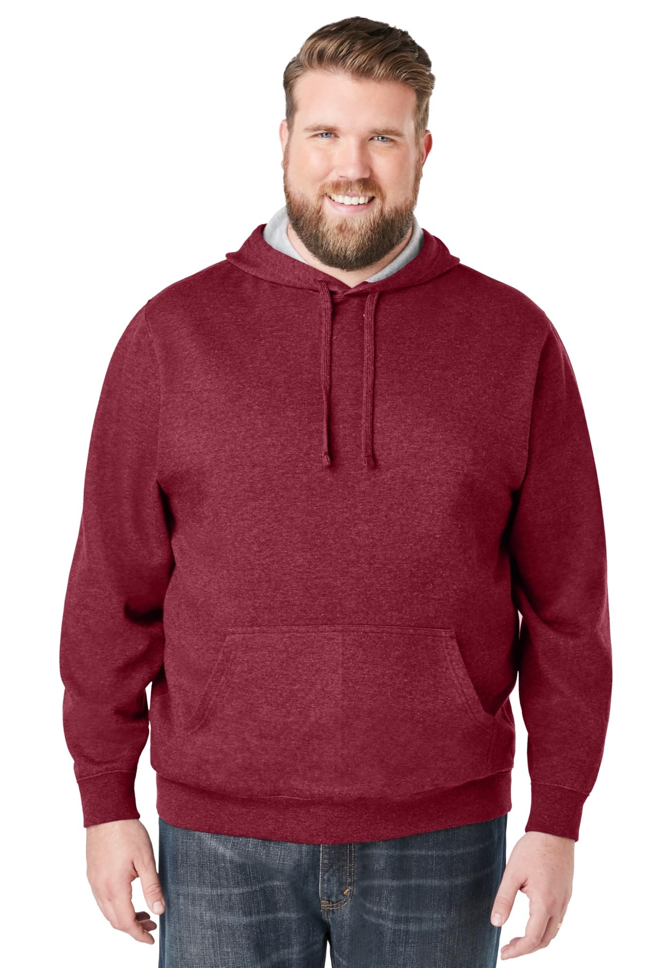 KingSize Men's Big & Tall Fleece Pullover Hoodie - 8XL, Burgundy Marl