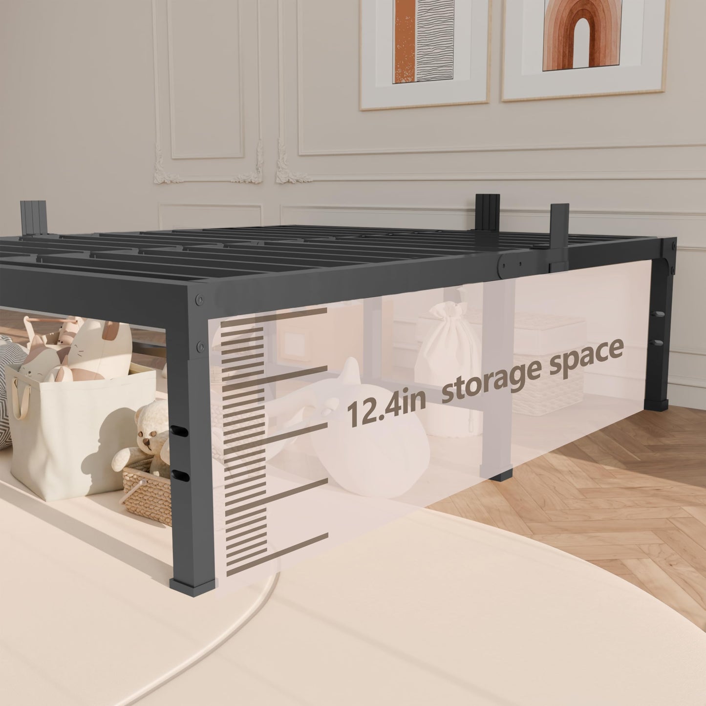 FUIOBYVV California King Bed Frame 14 Inch Tall 3500 lbs Heavy Duty Metal Platform Bed Frame California King Size No Box Spring Needed/Noise Free/Non-Slip/Easy Assembly