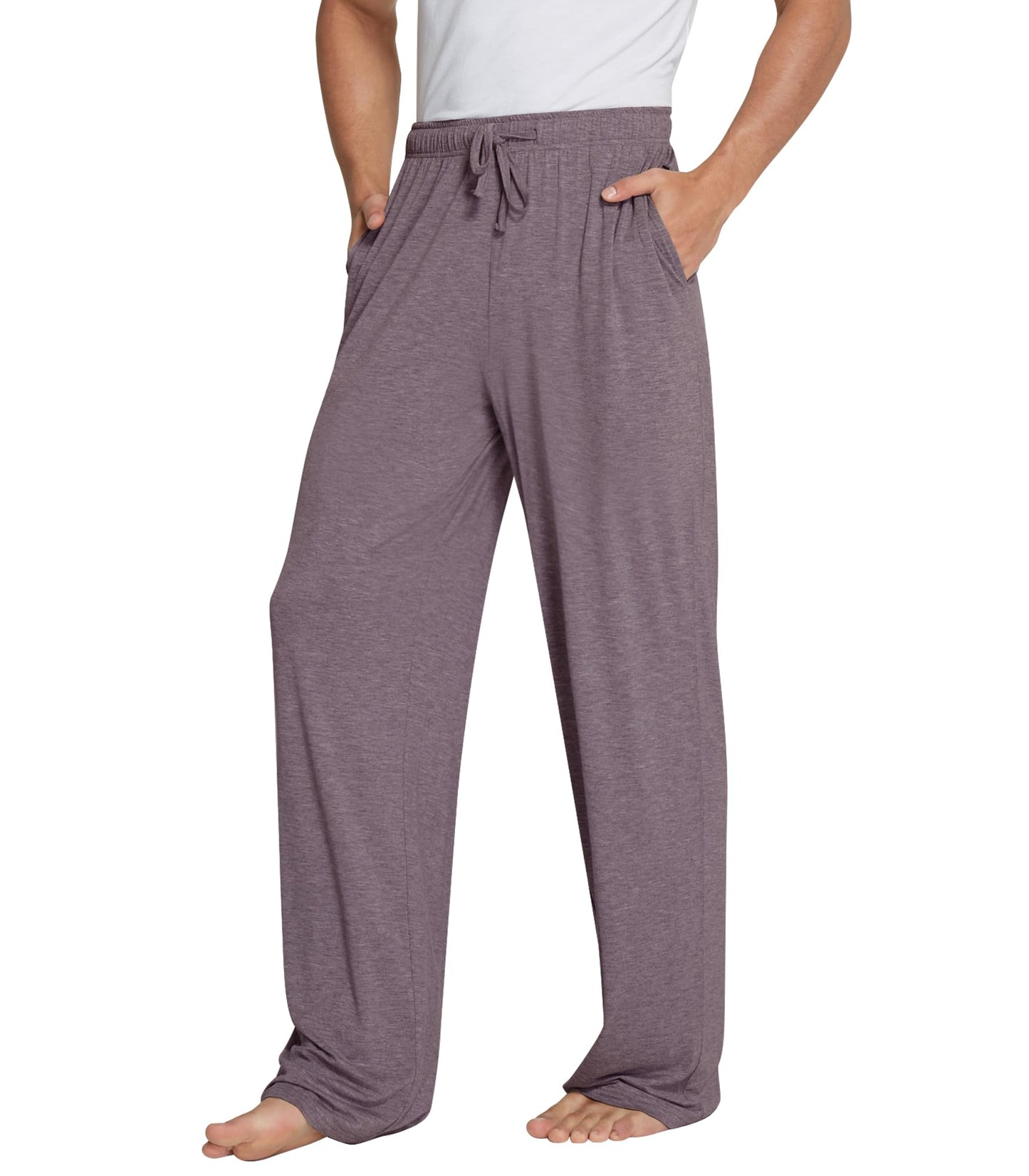 WiWi Bamboo Viscose Pajama Pants for Men Tall Sleep Bottoms Big Warm Long Pj Lightweight Lounge Sweatpants S-XXL, Misty Grey, Small