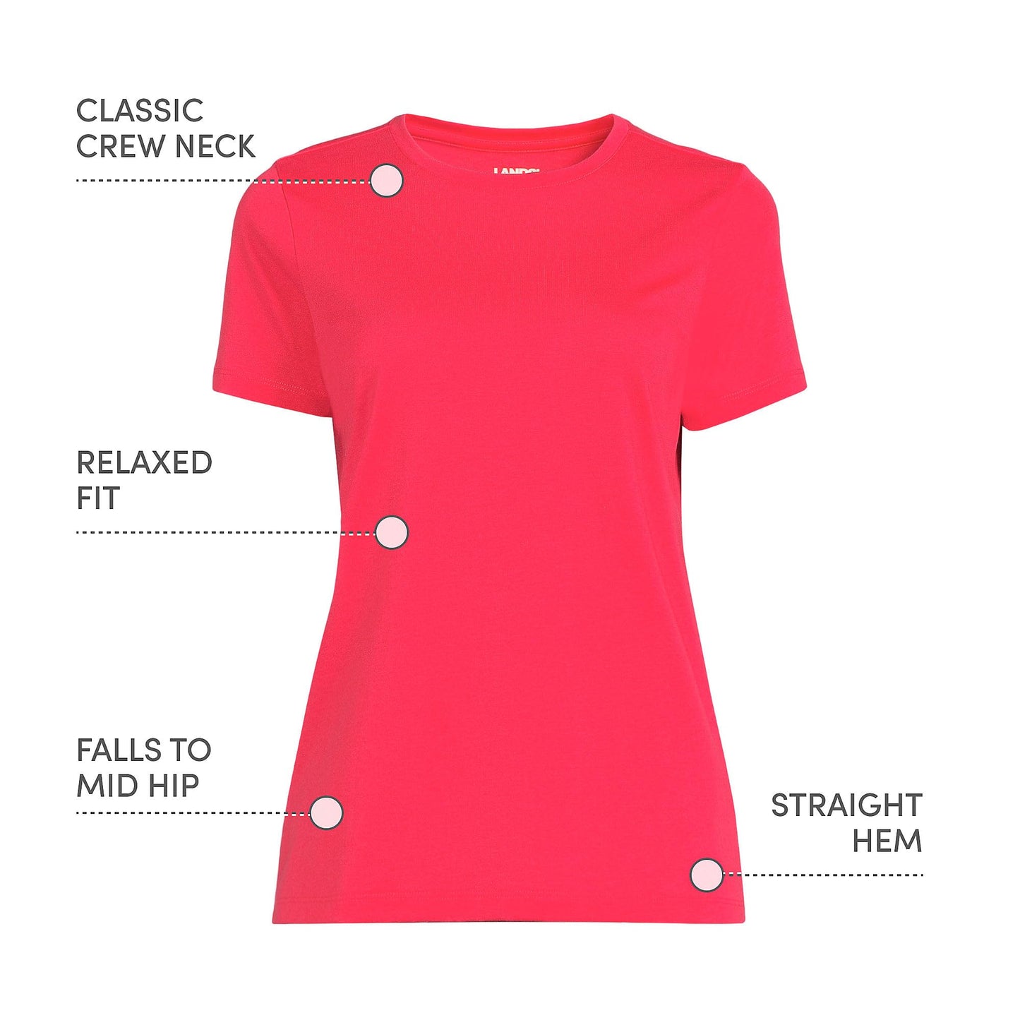 Lands' End Womens Short Sleeve Relaxed Supima Cotton Crew Neck T Shirt Berry Rouge Tall X-Large