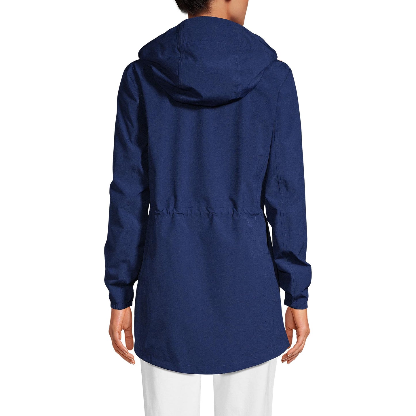 Lands' End Womens Packable Waterproof Raincoat Deep Sea Navy Tall Medium