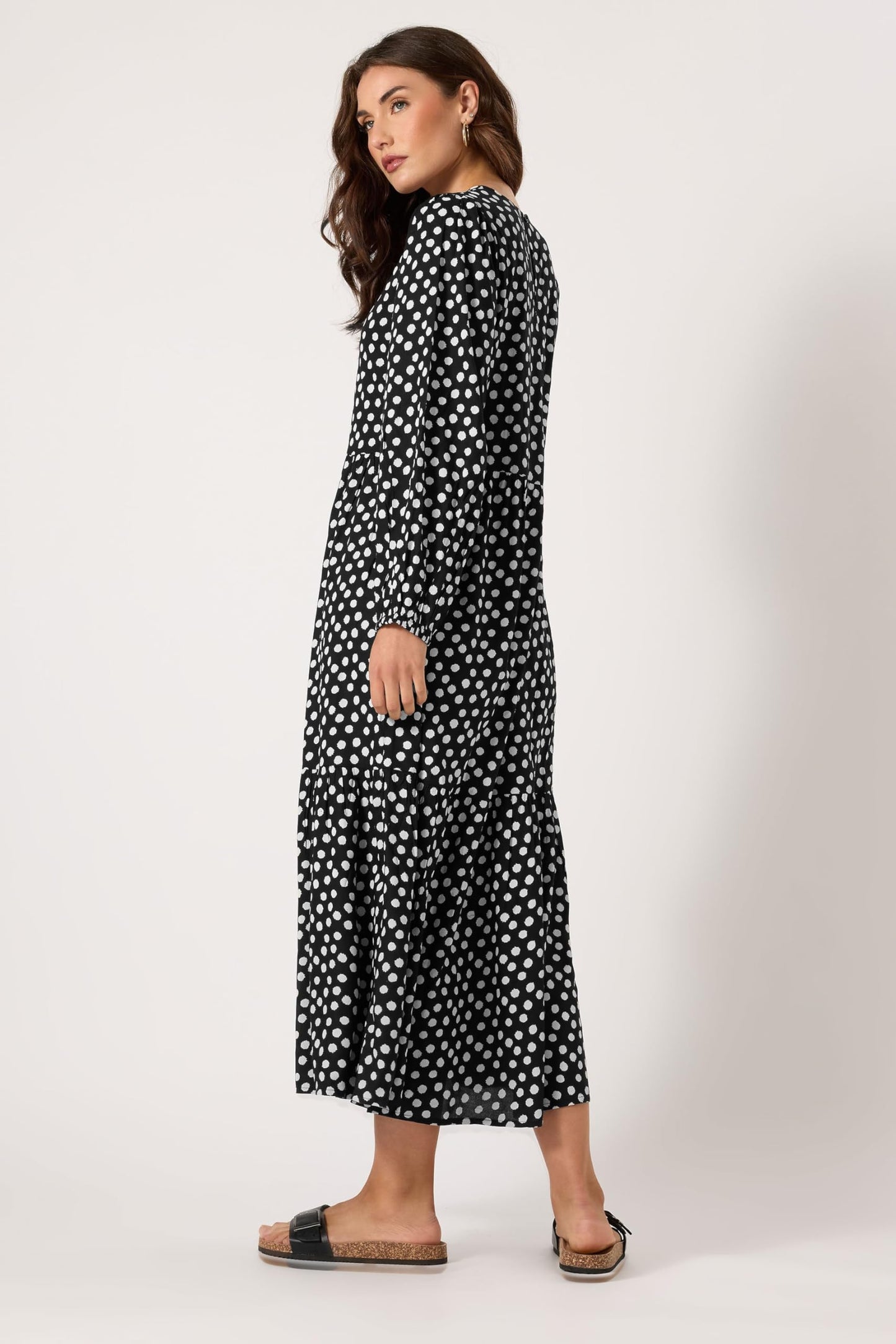 Long Tall Sally LTS Tall Spotted Smock Dress Black 14