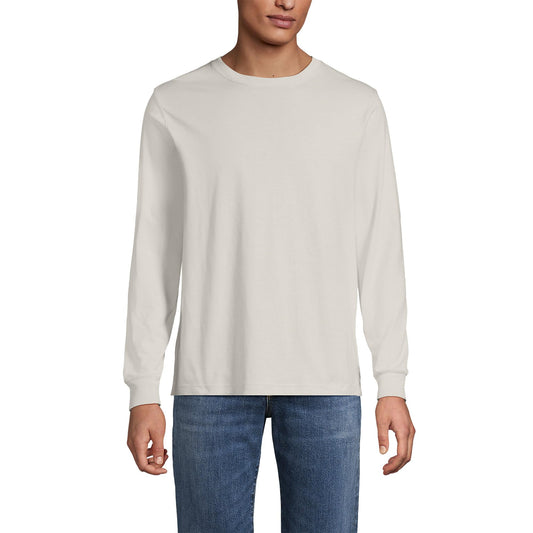 Lands' End Mens Long Sleeve Super-T Tee Light Stone Tall Medium