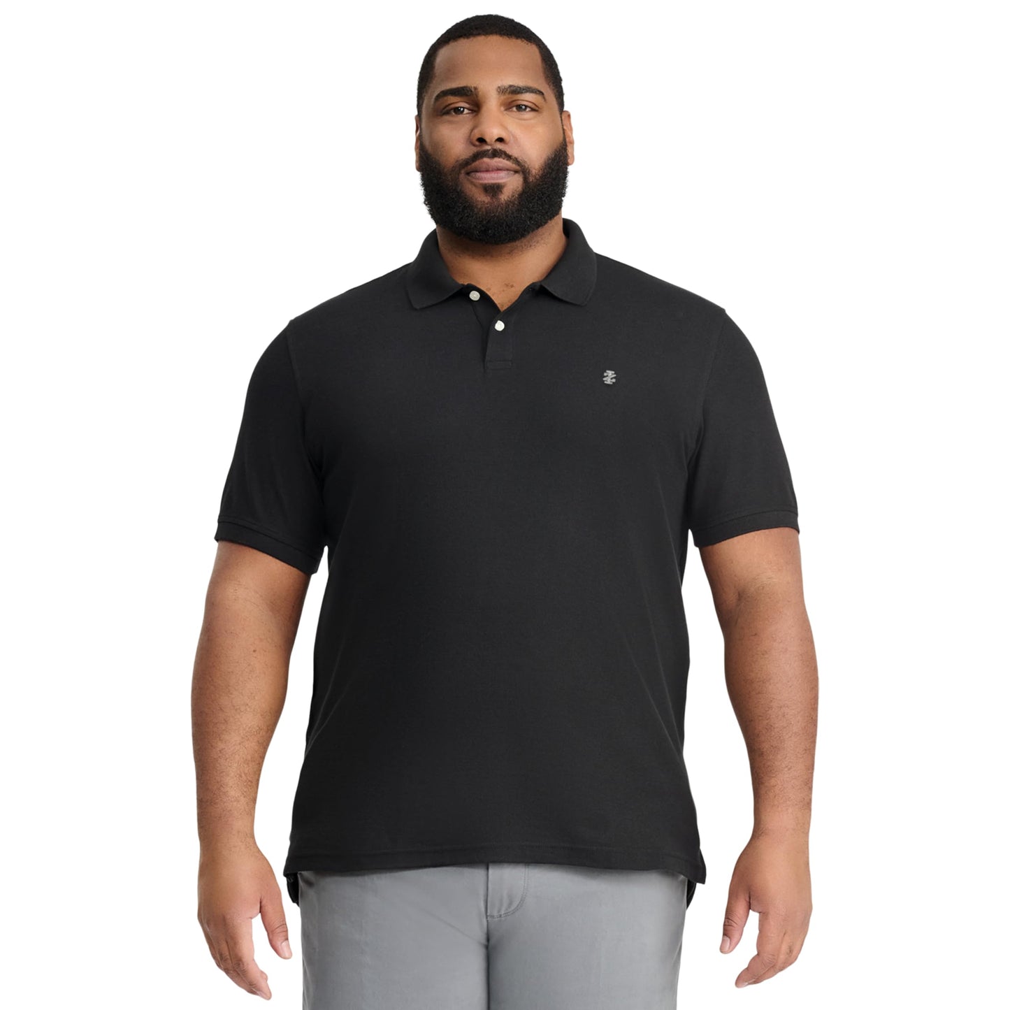 IZOD Men's Big and Tall Advantage Performance Solid Polo, Black, Large Tall