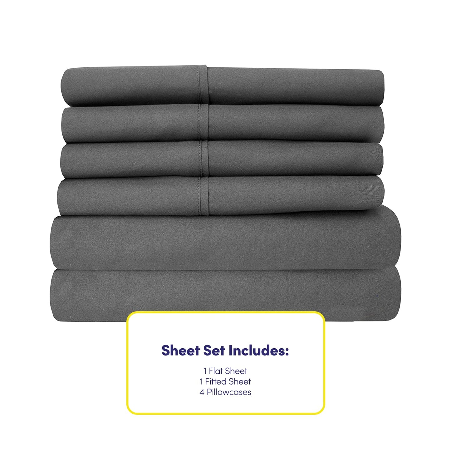 Cal King Size Bed Sheets - 6 Piece 1500 Supreme Collection Fine Brushed Microfiber Deep Pocket California King Sheet Set Bedding - 2 Extra Pillow Cases, Great Value, California King, Gray