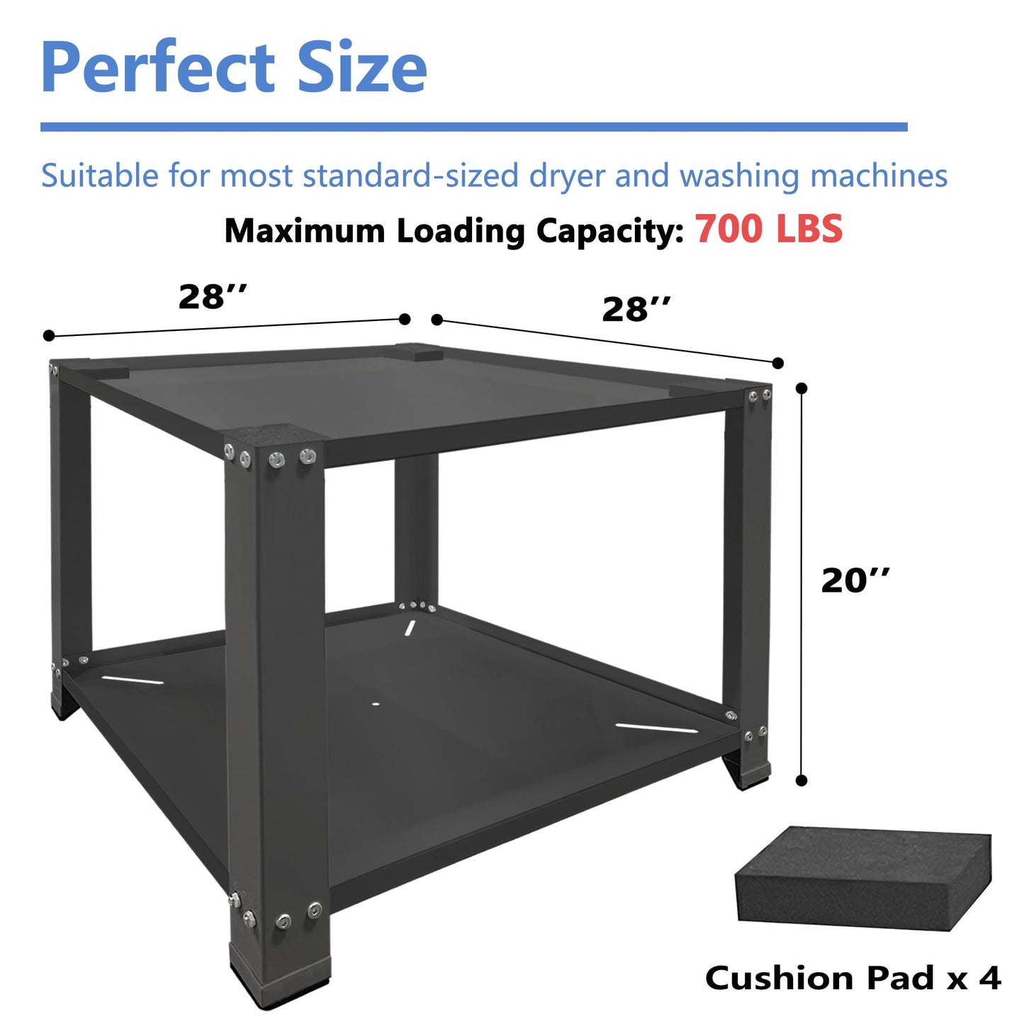 Royxen Laundry Pedestal,20" Height Washer and Dryer Pedestal, Universal Fit Washing Machine Base Stand Dryer Base Platform Heavy Duty with 28" Wide, (Black)