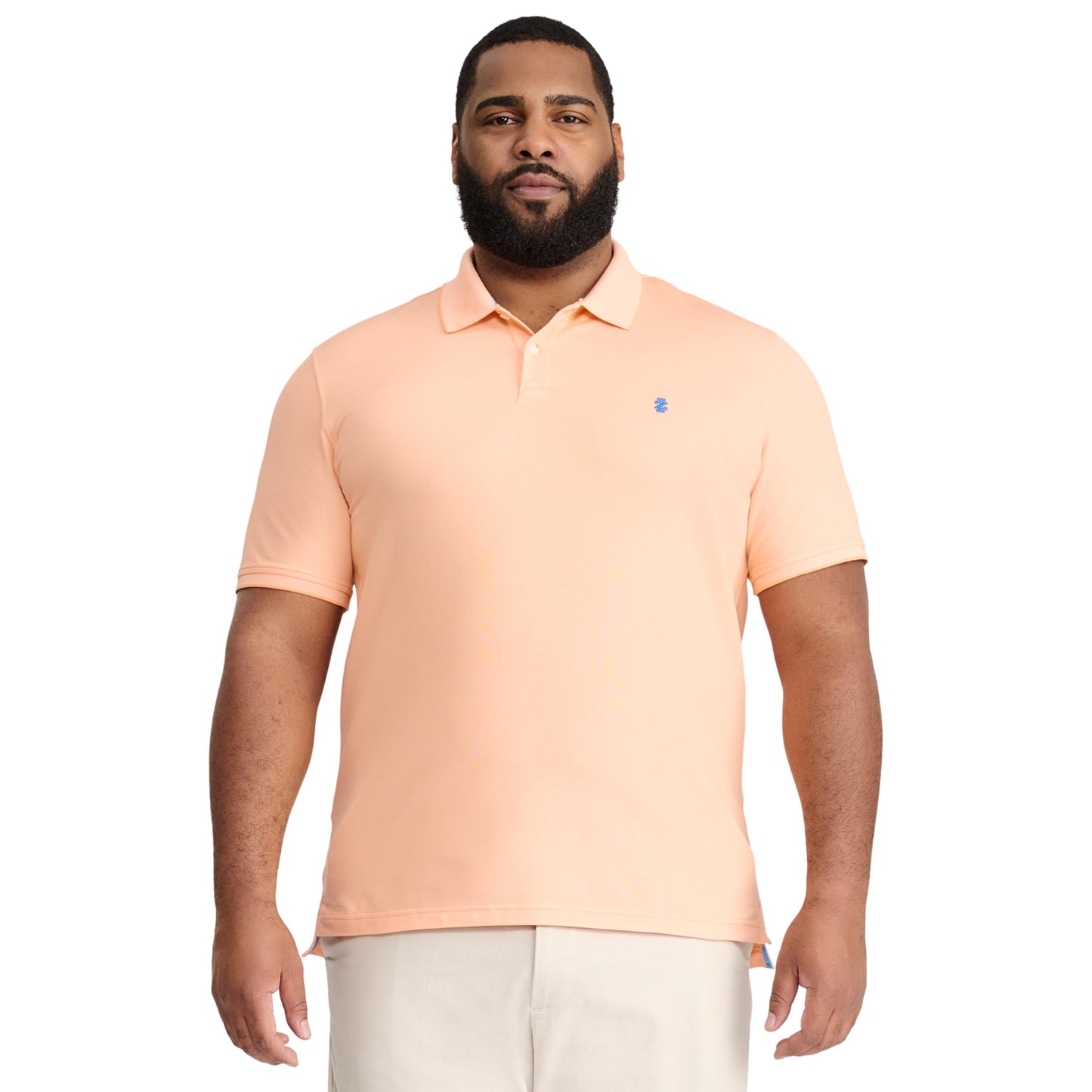 IZOD Mens Big And Tall Advantage Performance Short Sleeve Polo Shirt, Cantaloupe, Large Tall US