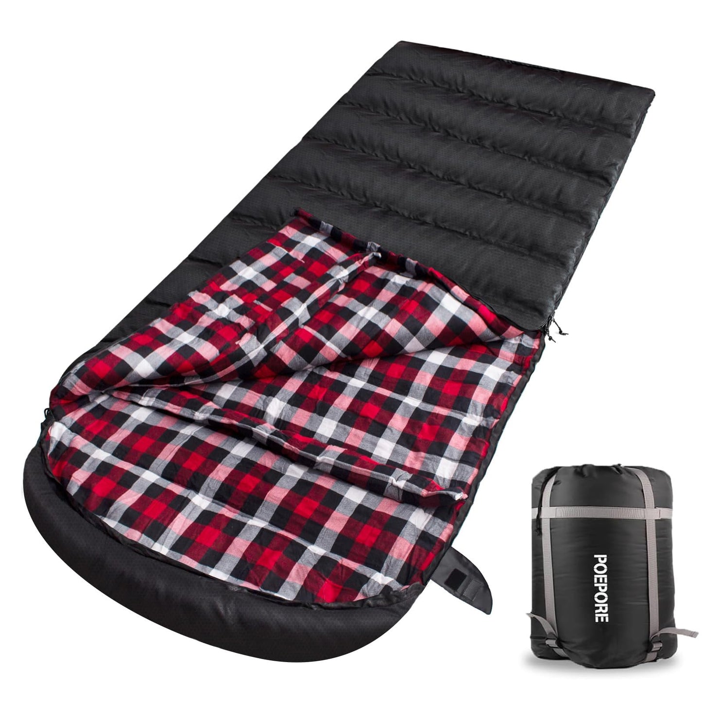 Extra Long (7'6") Flannel Sleeping Bag Cold Weather: 0 Degree
