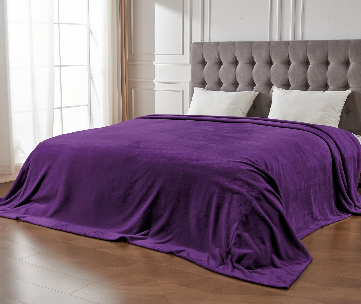 Edenleaf Big Oversized Soft Fleece Blanket, Giant California King Warm Blanket for Whole Family, Bed, Sofa, Couch, Travel and Camping 120x120 Purple