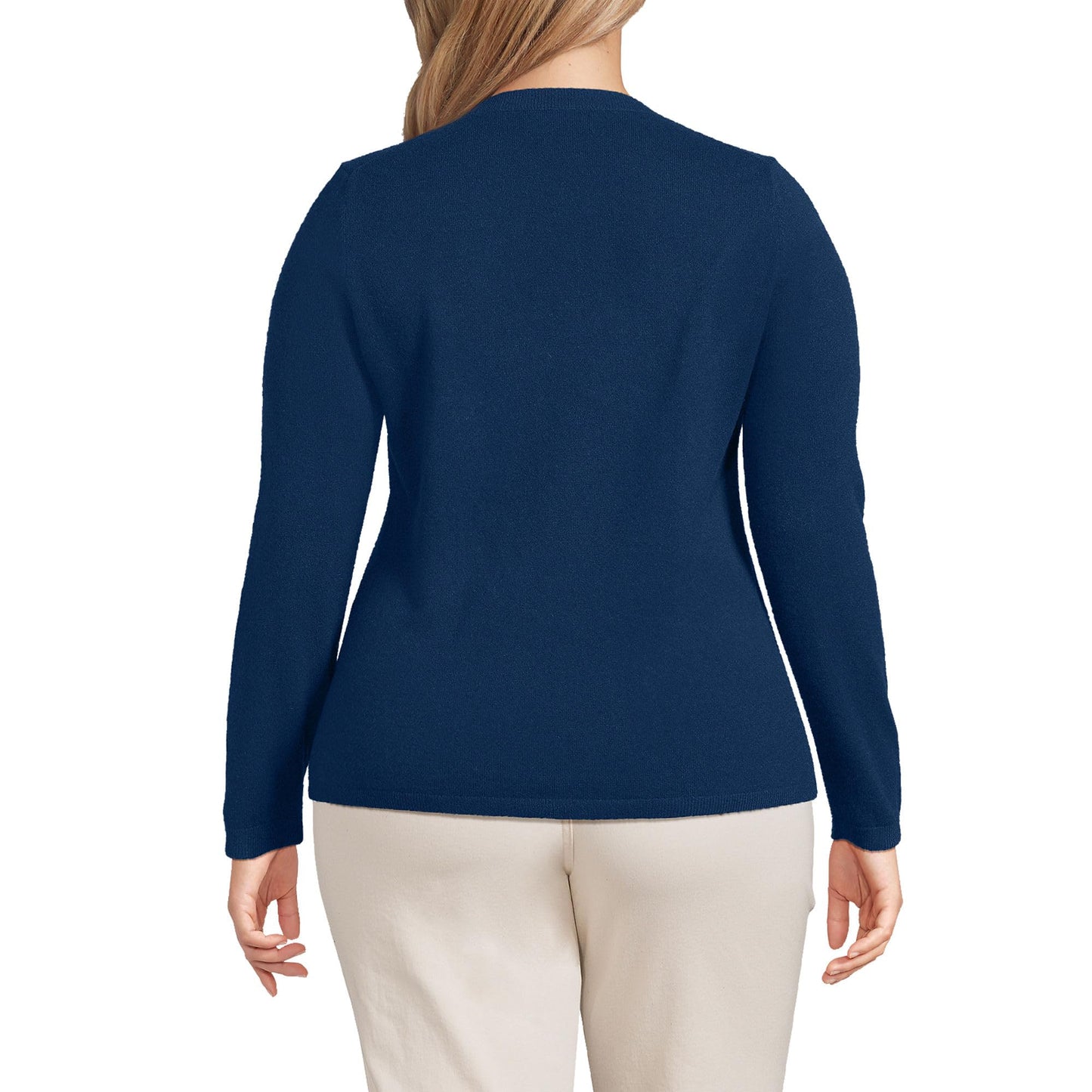 Lands' End Womens Cashmere Sweater Deep Sea Navy Tall Medium