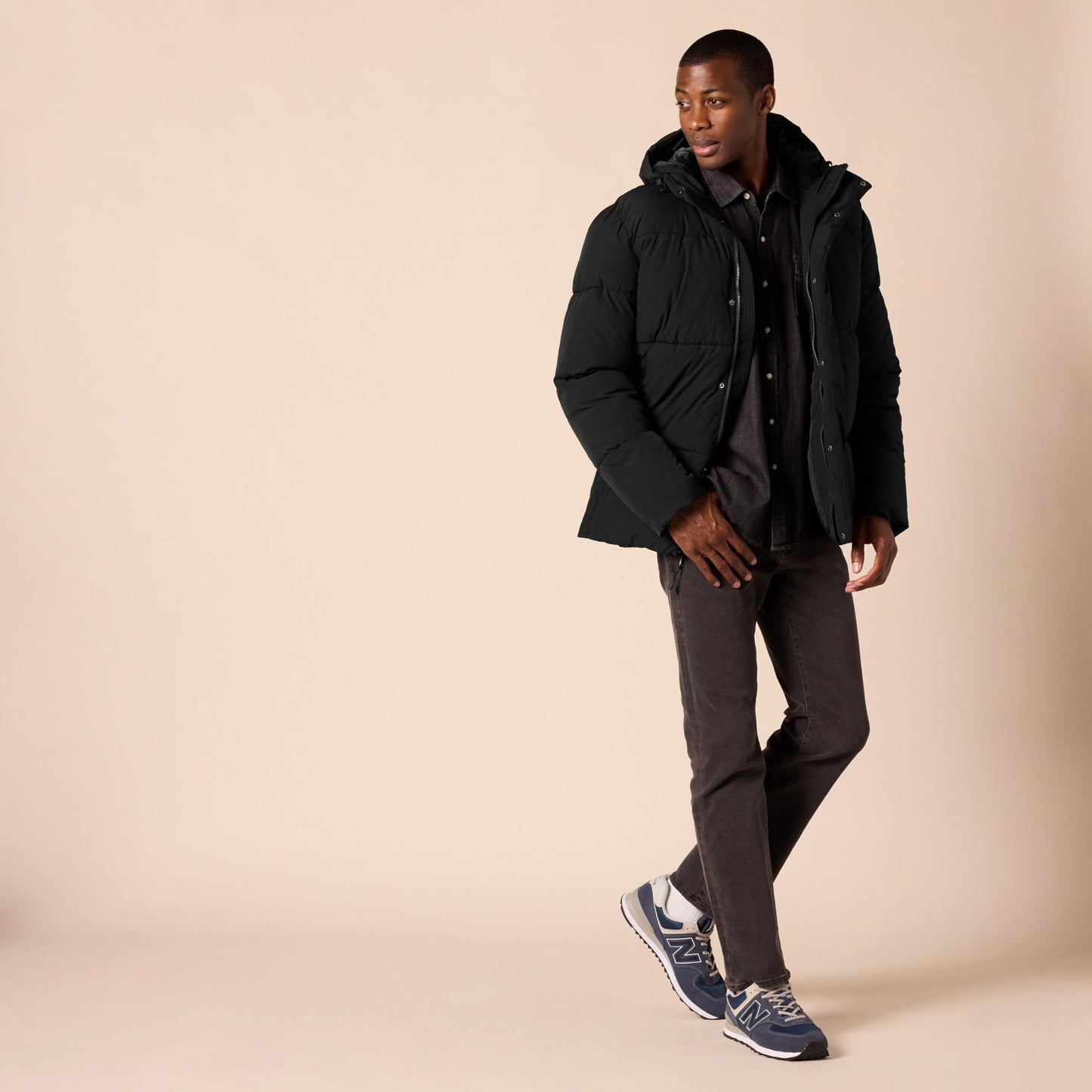 Amazon Essentials Men's Mid-Length Hooded Puffer Coat (Available in Big & Tall), Black, 3X-Large Big Tall