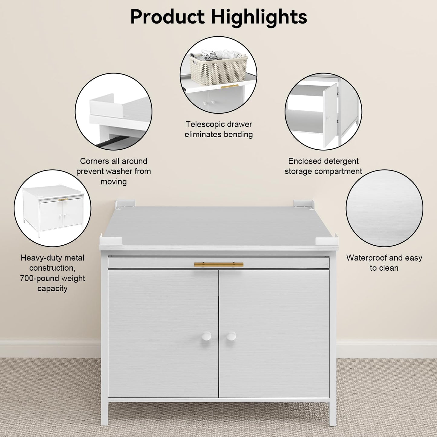 2 Pack Laundry Pedestal for Washer and Dryer, Heavy Duty 29" Universal Washing Machine Stand with Adjustable Feet and 4 Panel Corner, 700LB Capacity, Fit Anti-Vibration Design, White, Set of 2