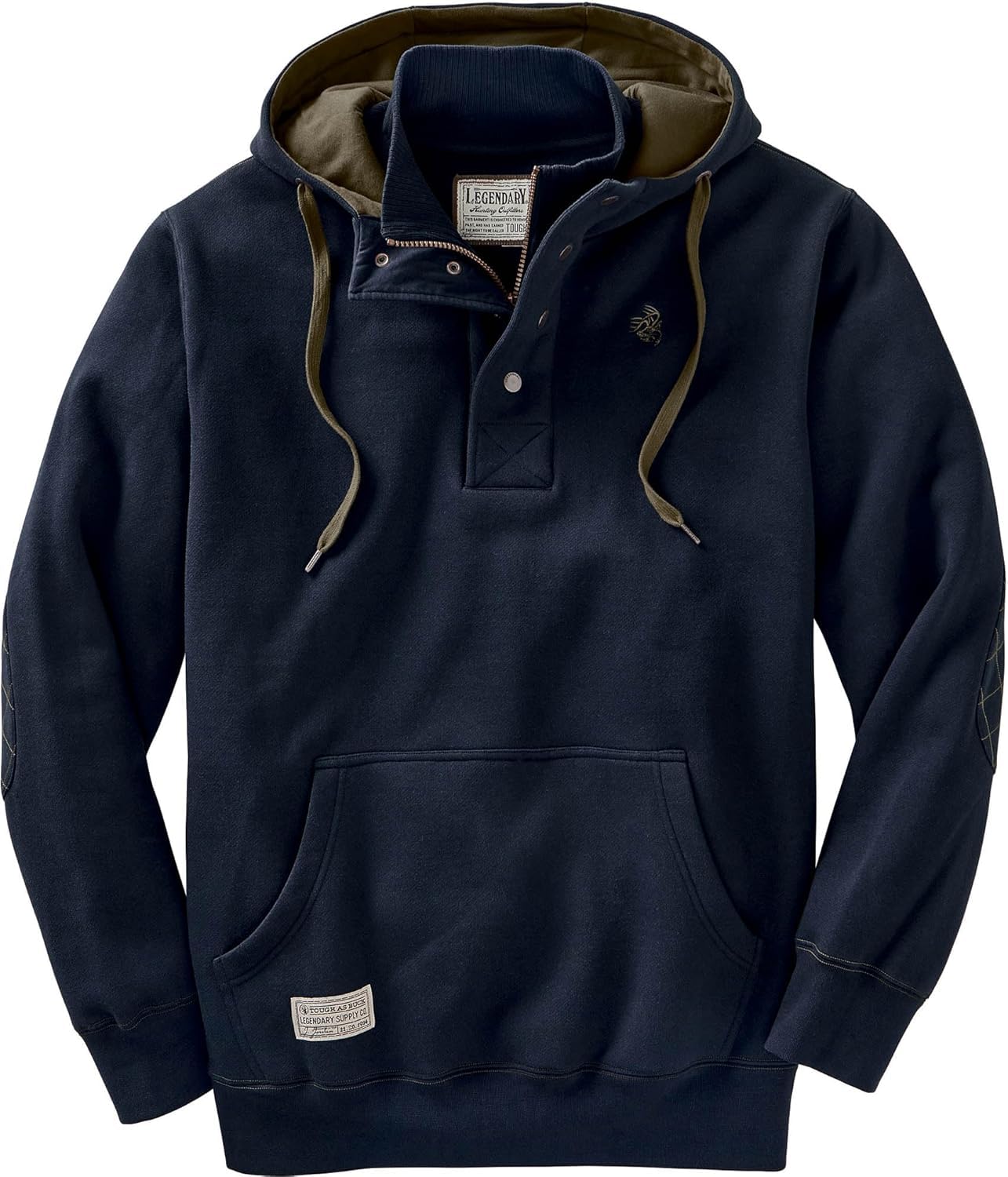 Legendary Whitetails Men's Tall Size Tough As Buck 1/4 Zip Action Hoodie, Midnight Navy, Large