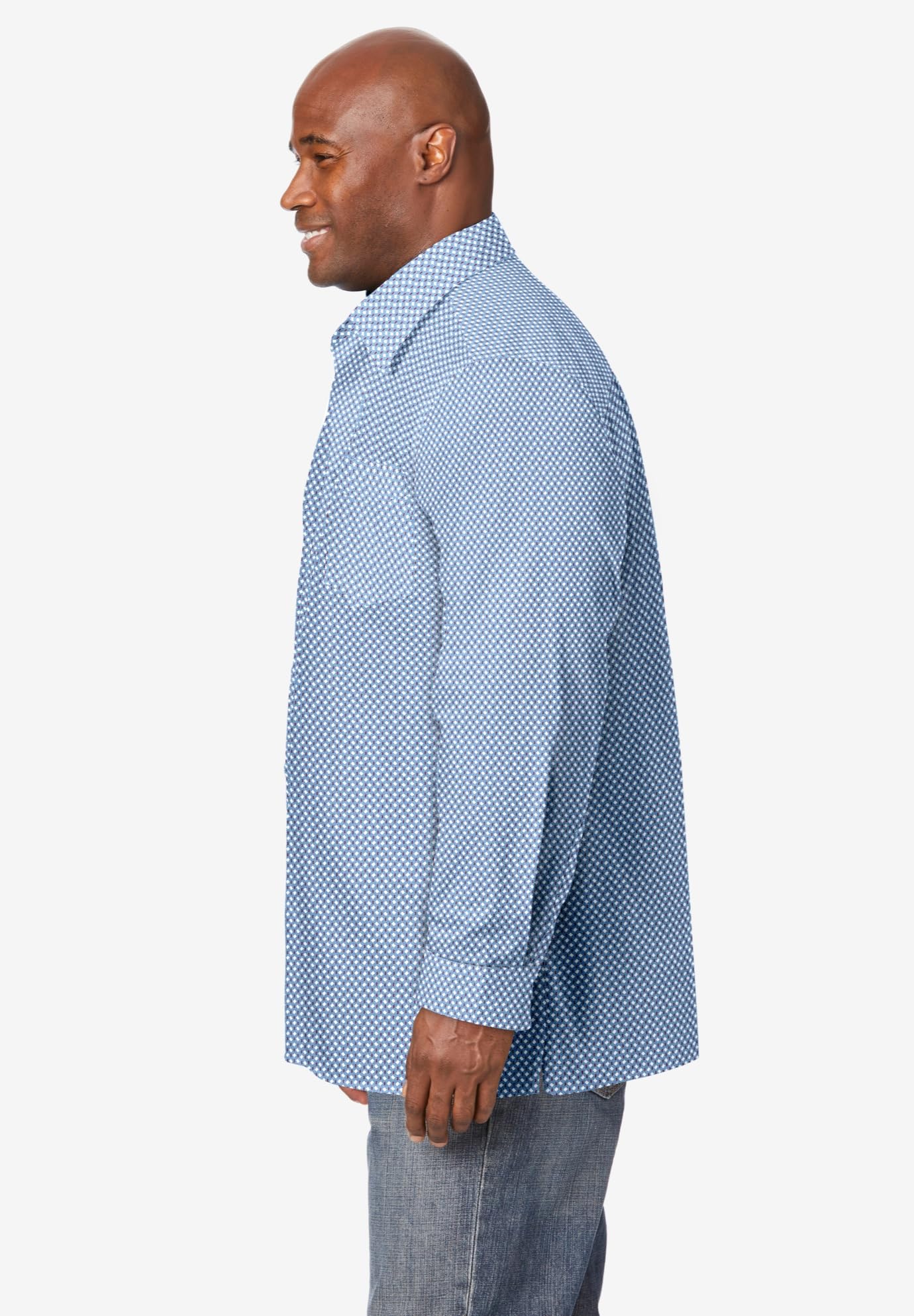 KingSize Men's Big & Tall The No-Tuck Casual Shirt - L, Grey Diamond