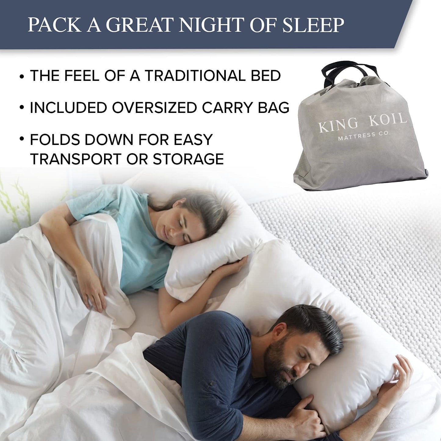 King Koil Luxury California King Size Air Mattress with Built-in High-Speed Pump Best for Home, Camping & Guests, 20" Double High Airbed Adjustable Blow Up Mattress, Waterproof, 1-Year Warranty