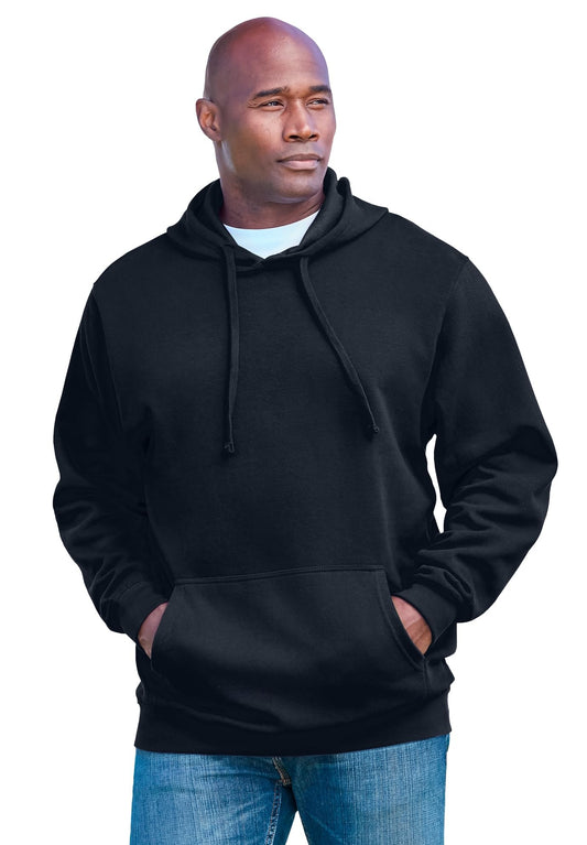 KingSize Men's Big & Tall Fleece Pullover Hoodie - 8XL, Black