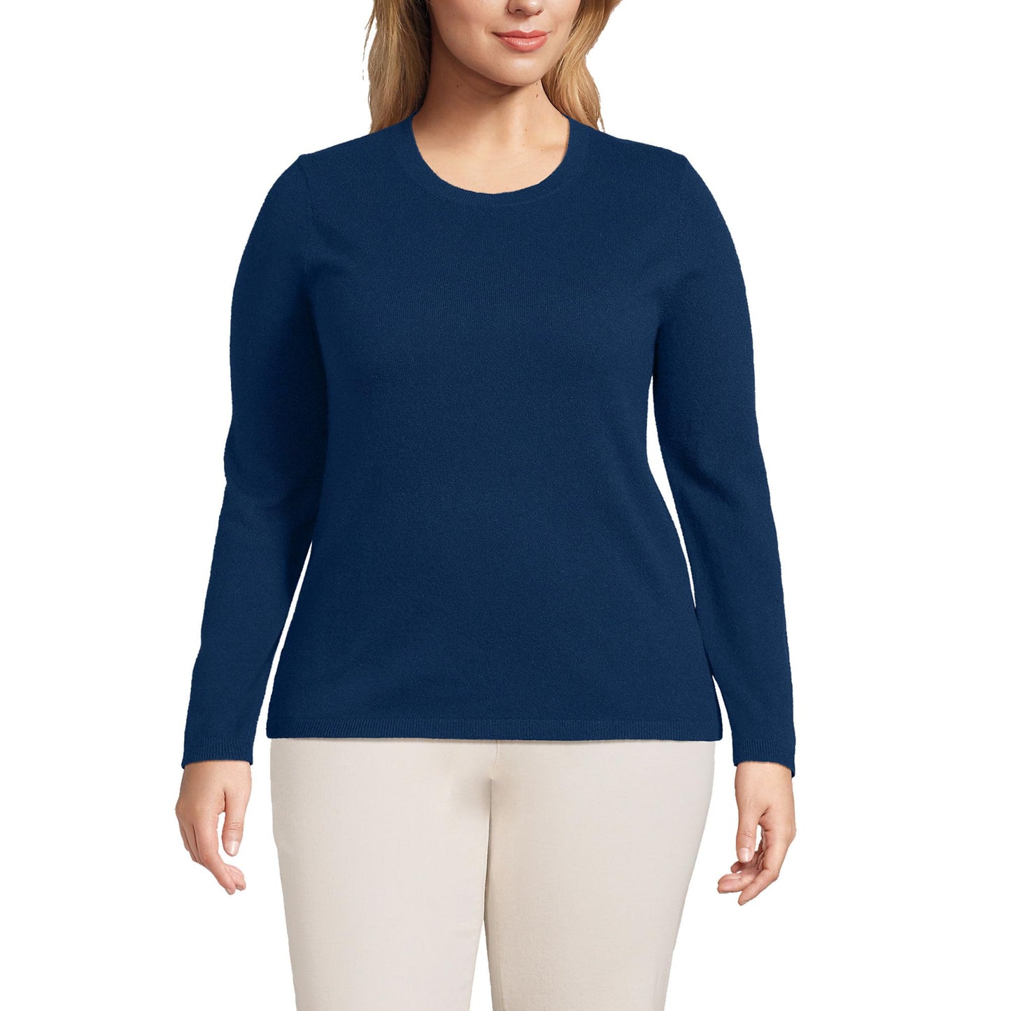 Lands' End Womens Cashmere Sweater Deep Sea Navy Tall X-Large