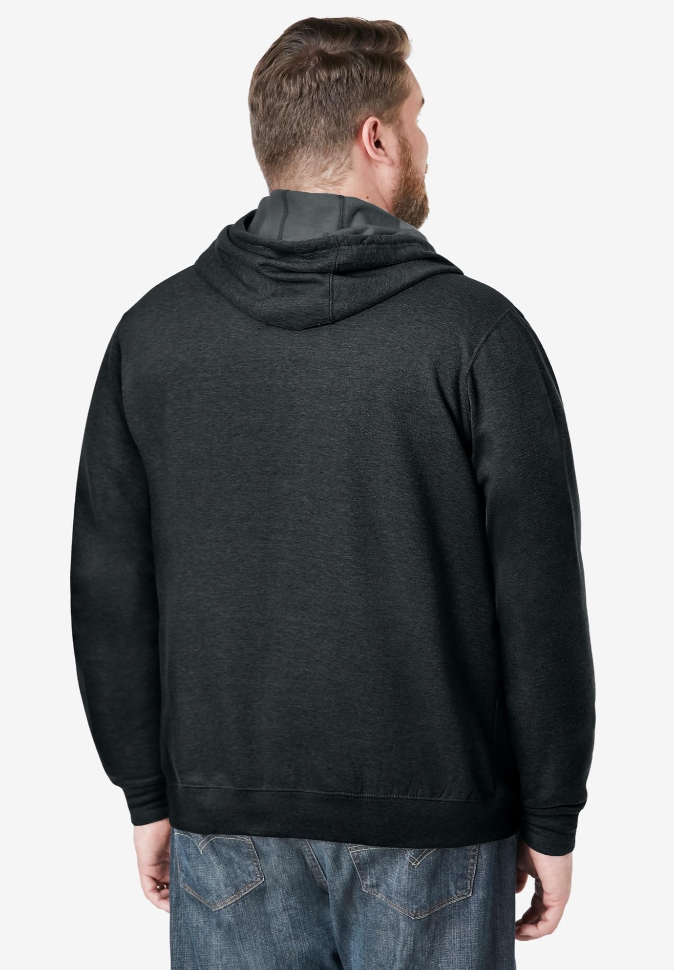 KingSize Men's Big & Tall Fleece Pullover Hoodie - 4XL, Heather Charcoal