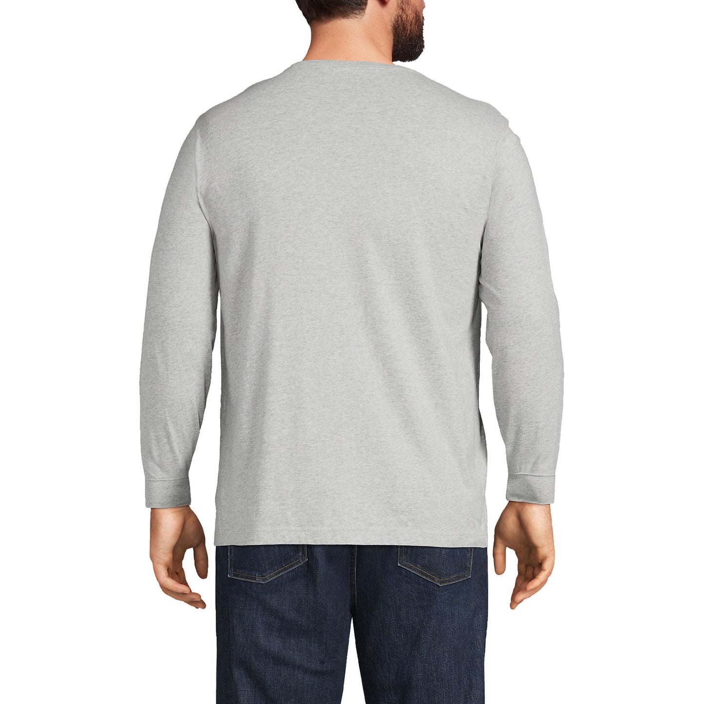 Lands' End Mens Long Sleeve Super-T Tee Gray Heather Tall X-Large