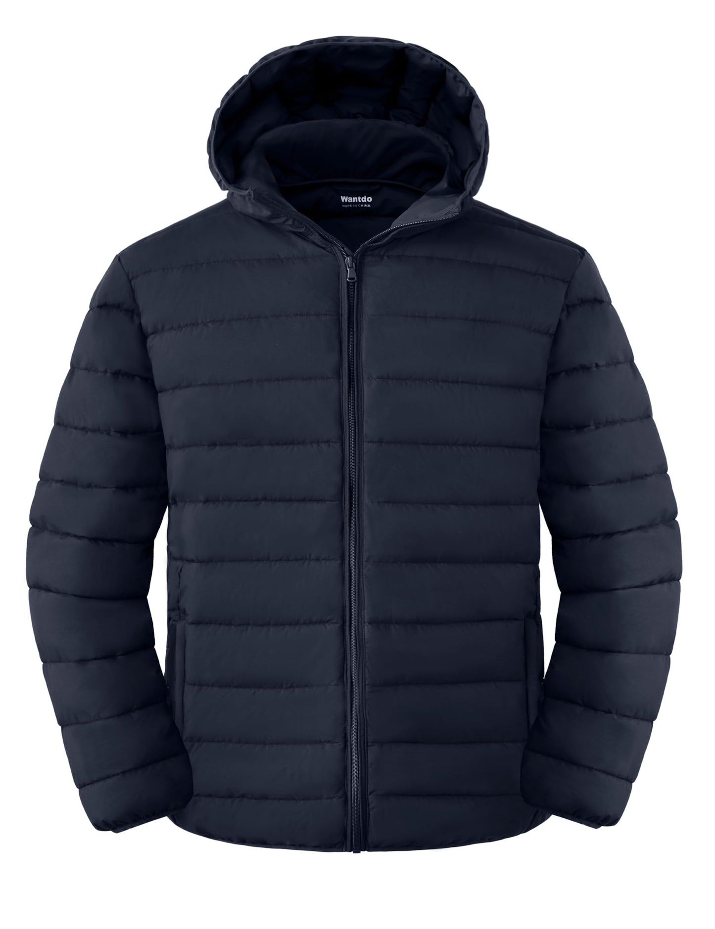 wantdo Men's Big and Tall Puffer Coat Long-Sleeve Quilted Winter Jacket with Hood Navy 3X-Large Tall