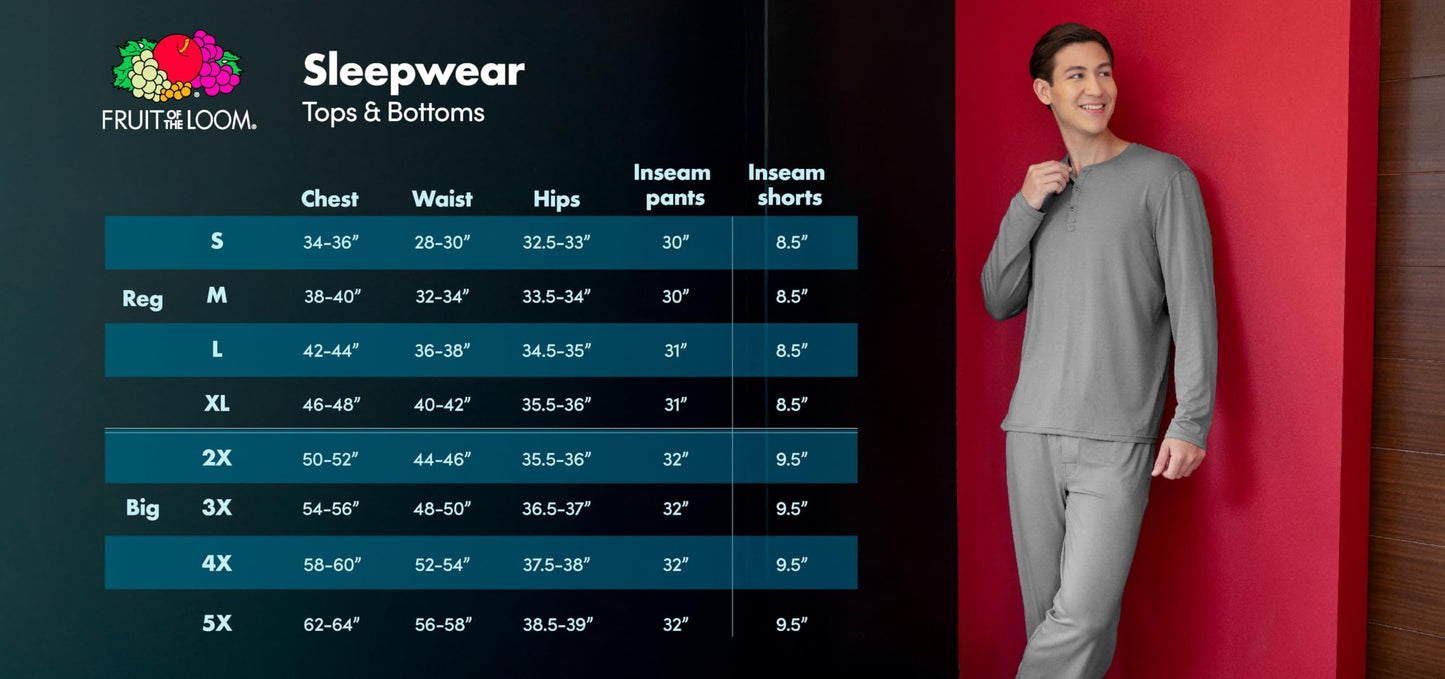 Fruit of the Loom Men's Extended Sizes Jersey Knit Sleep Pant Pajama Bottom, Dark Green, 3X Tall US