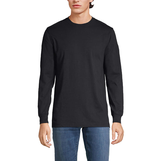 Lands' End Mens Long Sleeve Super-T Tee Black Tall Medium