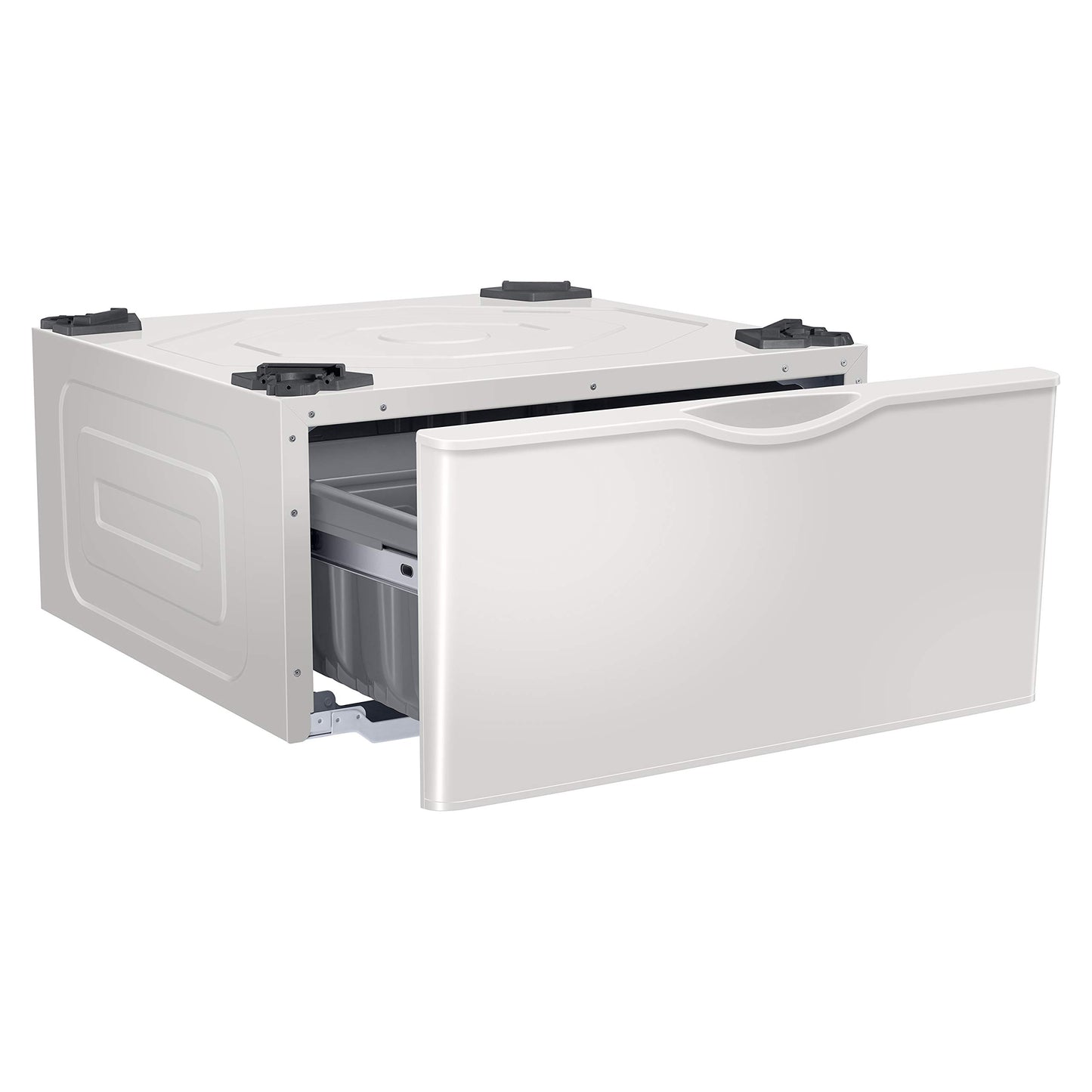 SAMSUNG 27-Inch Washer Dryer Pedestal Stand w/ Pull Out Laundry Storage Drawer, Stainless Steel, WE402NE/A3, 28.1"D x 27"W x 14.2"H, Ivory
