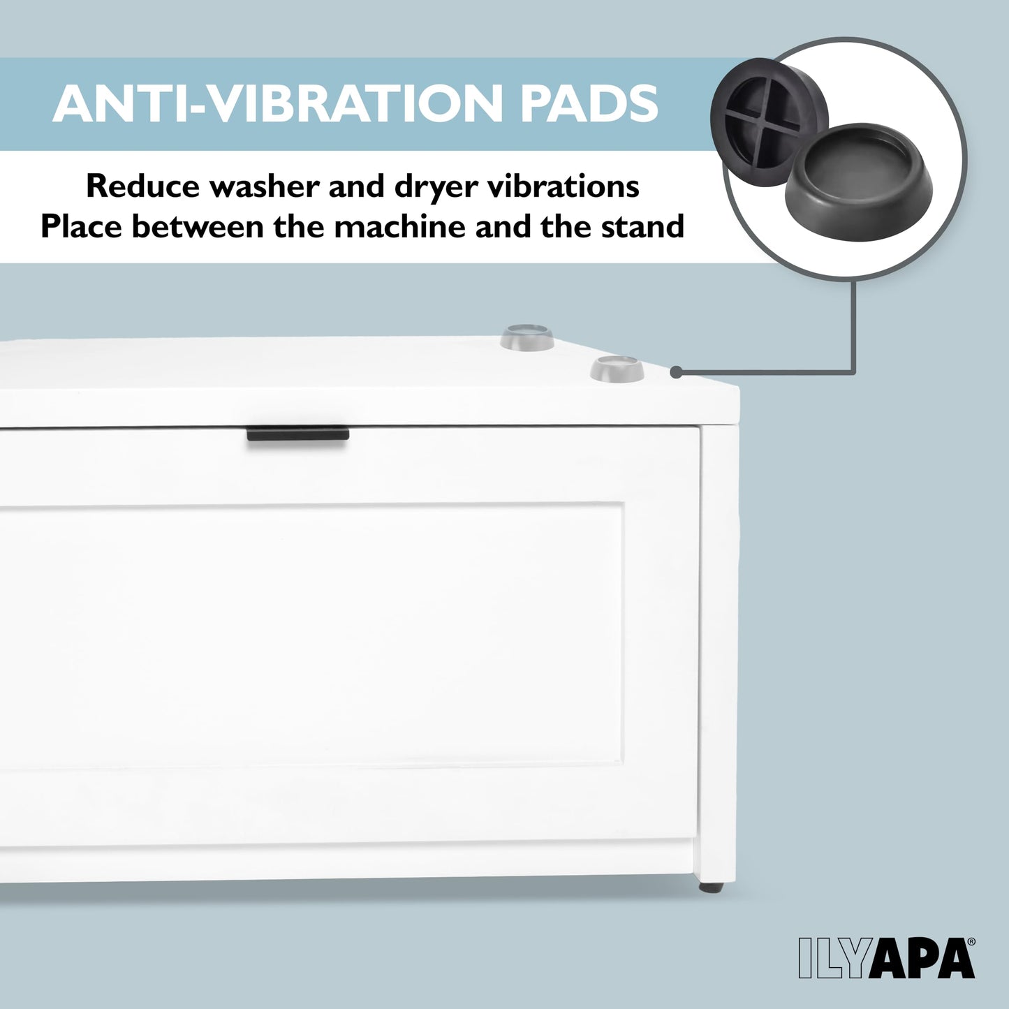 Ilyapa Washer and Dryer Stand - Universal Wooden Laundry Pedestal with Drawer - Compatible with Samsung, LG, GE, Maytag - 28x28x16 in. Patent Pending