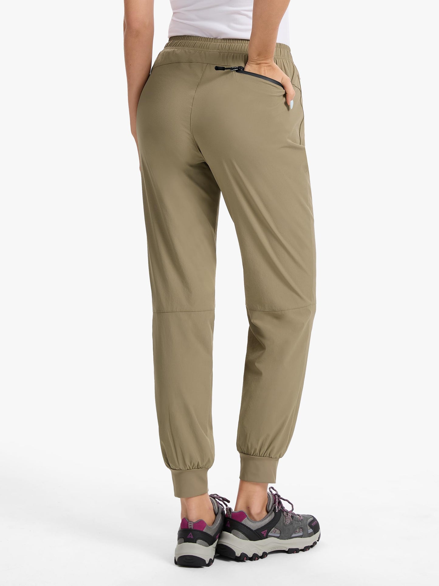 Tallemon Womens Tall Hiking Pants 30/32/34 Inseam Lightweight Joggers Quick Dry 4 Pockets Travel Athletic Cargo UPF50+ 34" Khaki Small