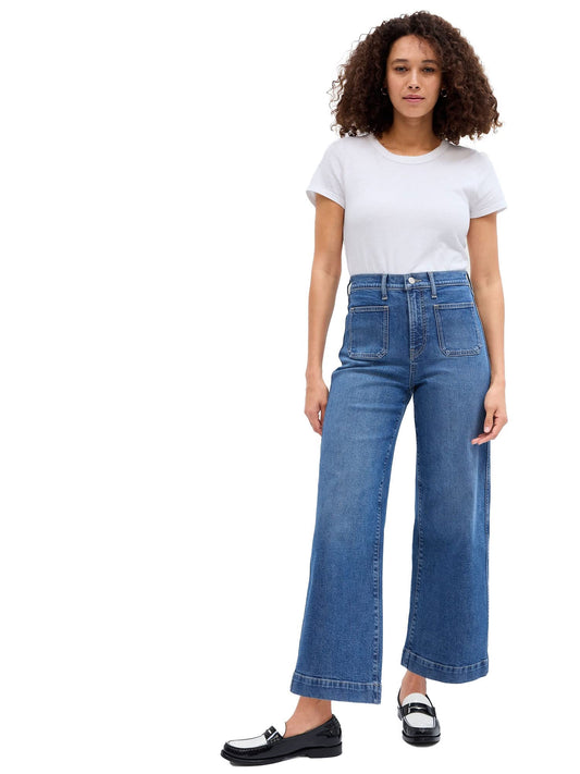 GAP High Rise Wide Leg Jeans Dark Wash 30 Long