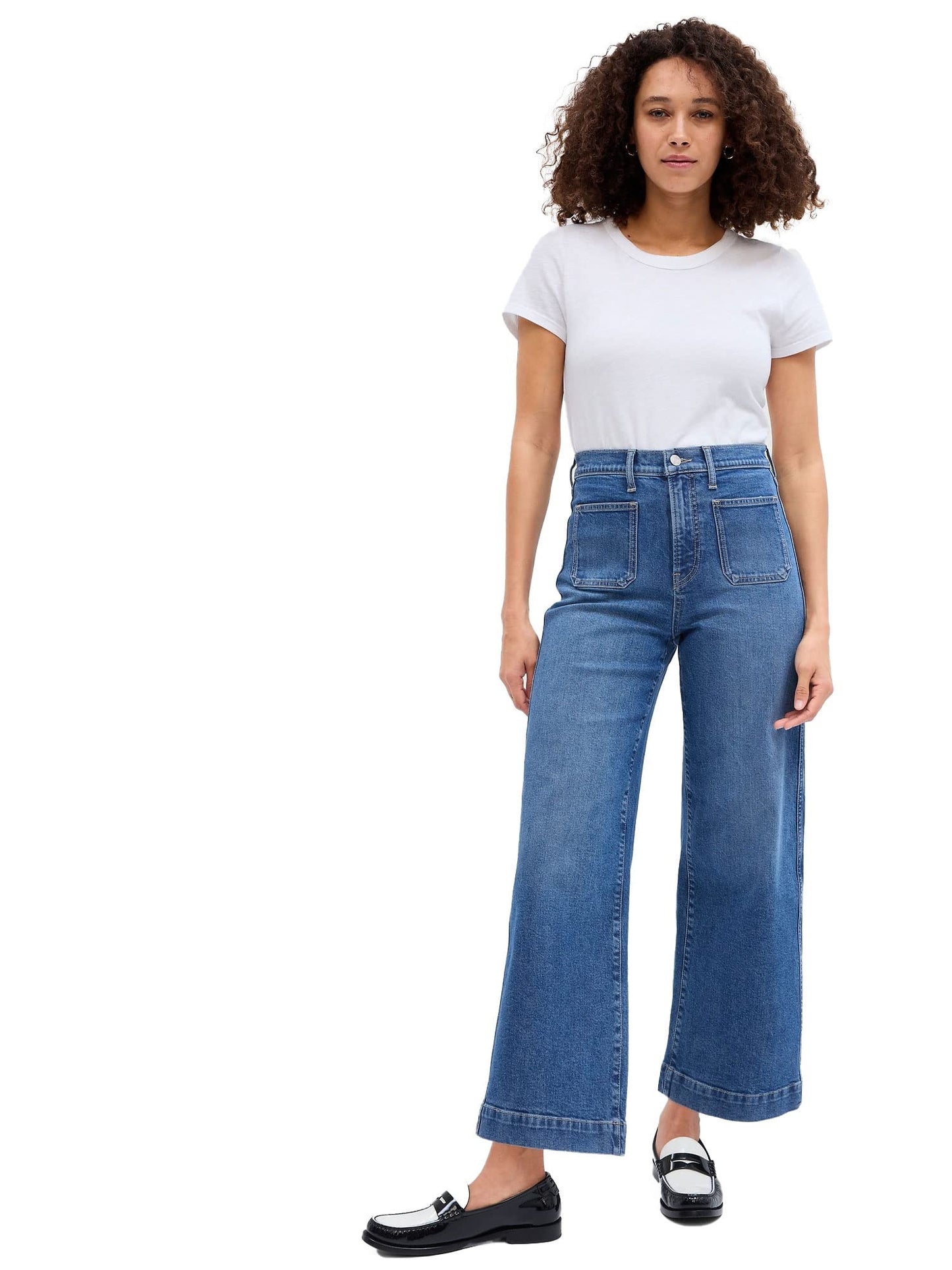 GAP High Rise Wide Leg Jeans Dark Wash 31 Long